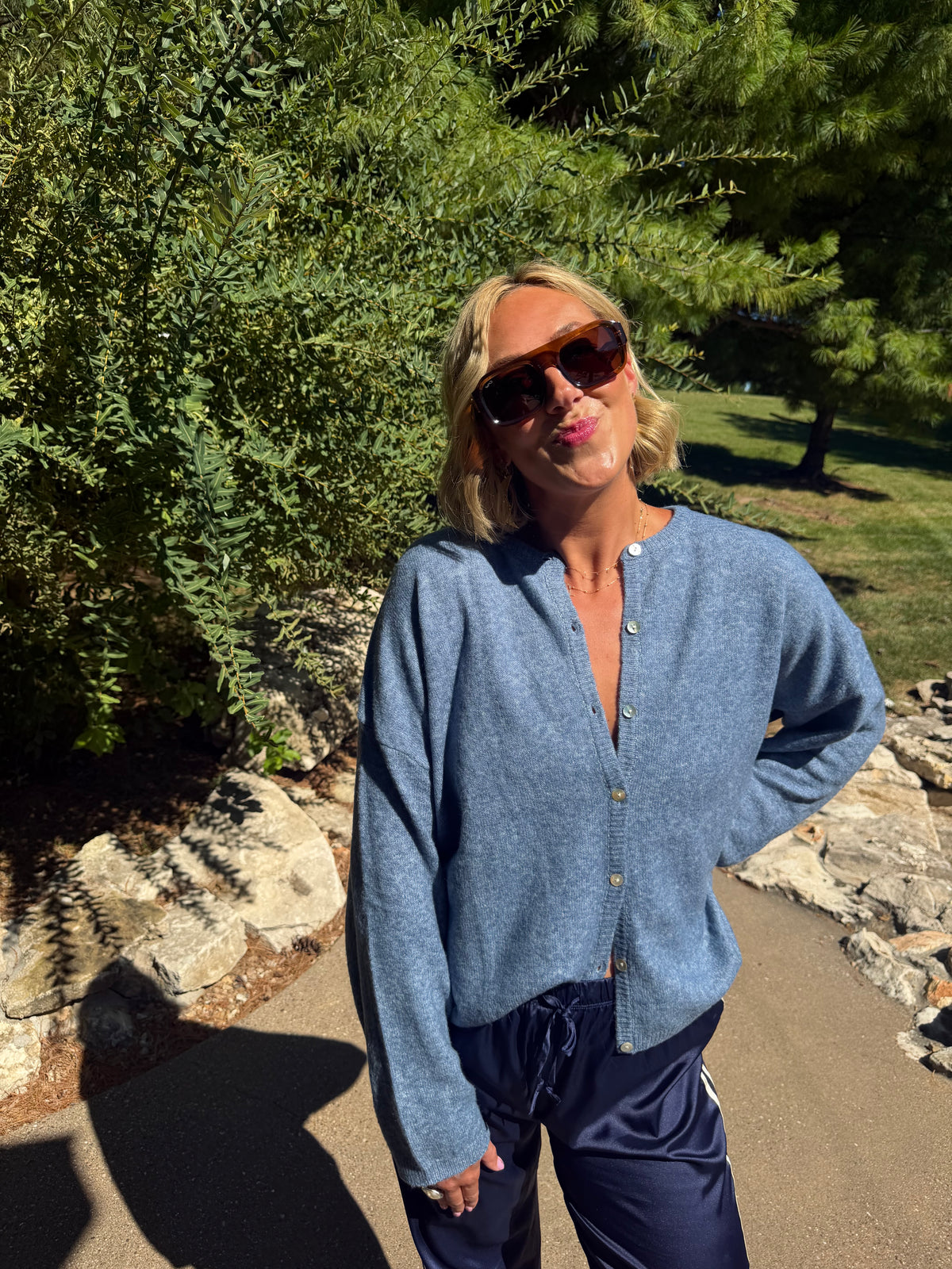 Dusty Blue Lightweight Cardigan