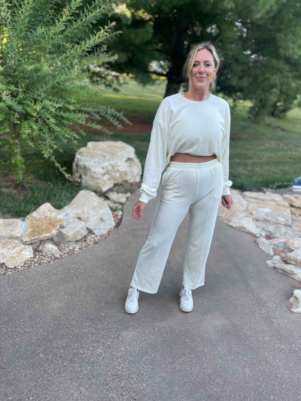 Cream Cropped Sweatshirt