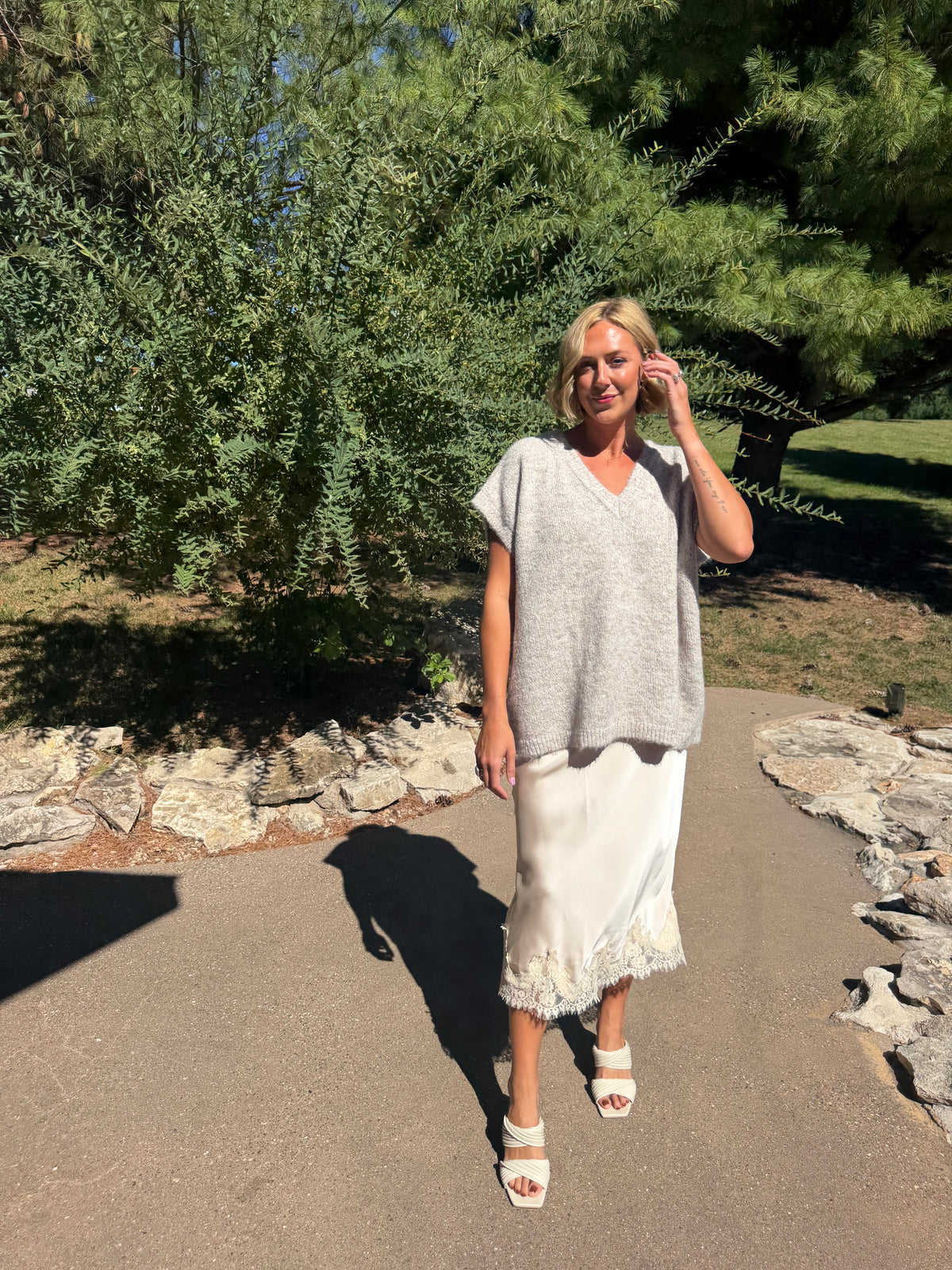 Oatmeal Oversized Sleeveless Sweater