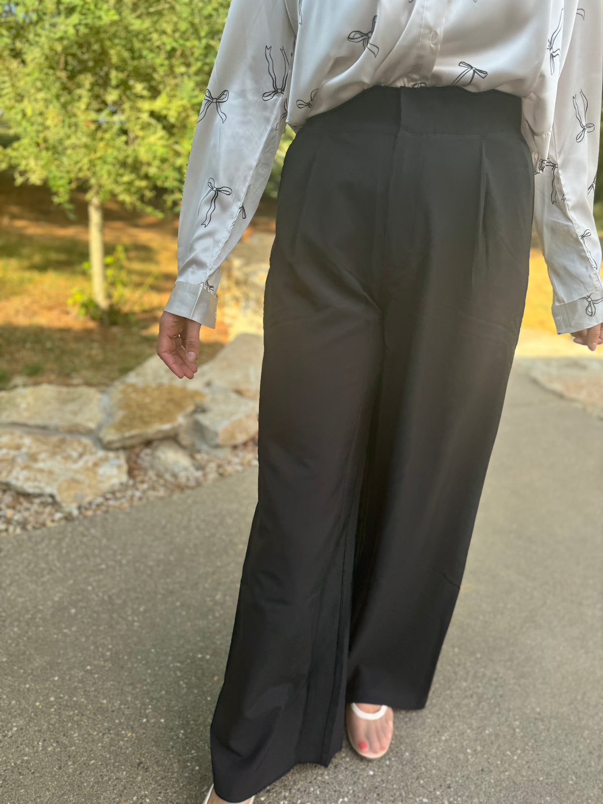 Black High Waisted Wide Leg Trousers