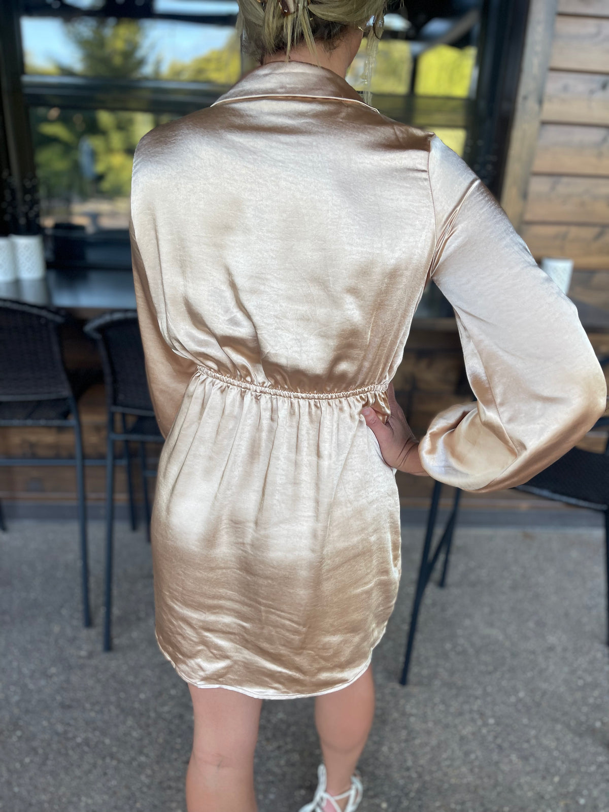 Champagne Gold Long Sleeve Mini Dress