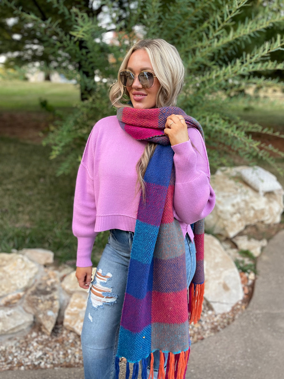 Multi-Colored Oversized Blanket Scarf