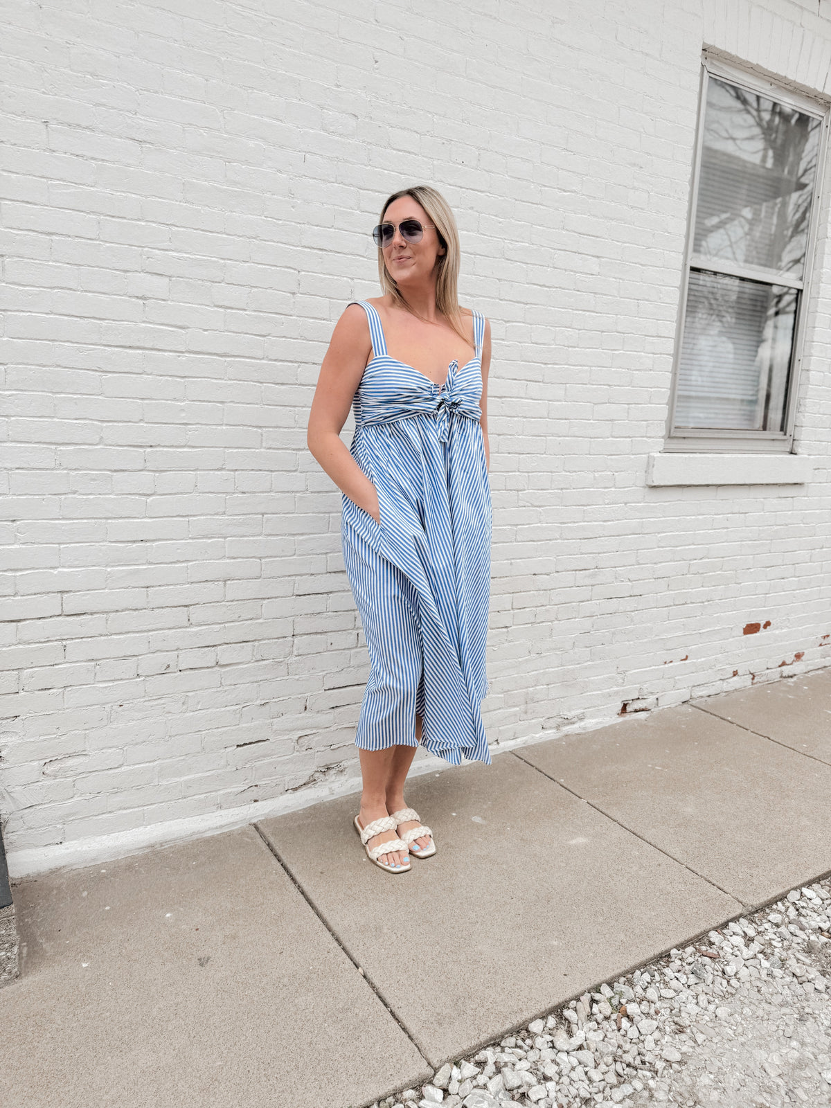 Striped Tie Knot Bust Dress