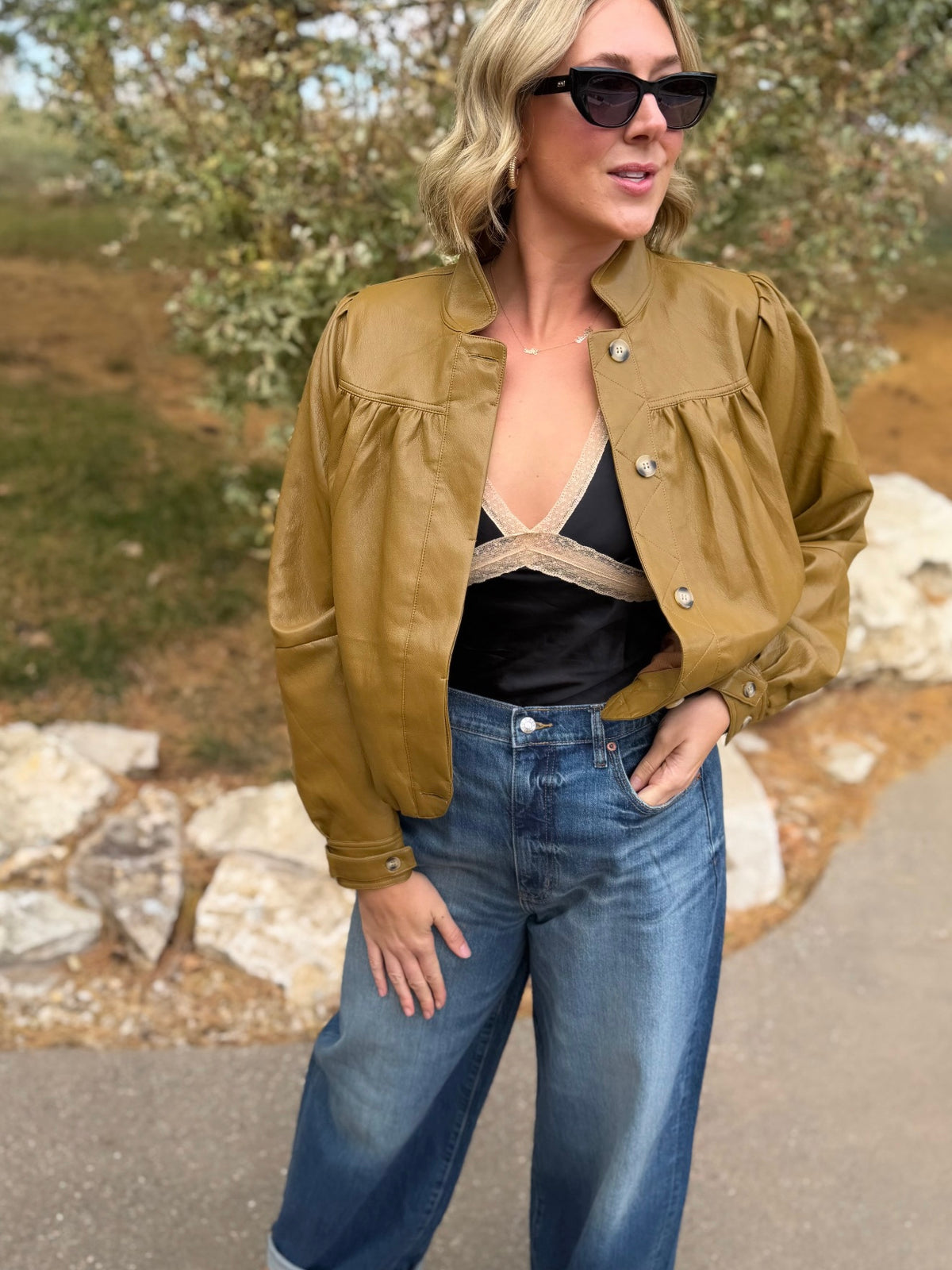 Olive Brown Super Soft Bubble Hem Jacket