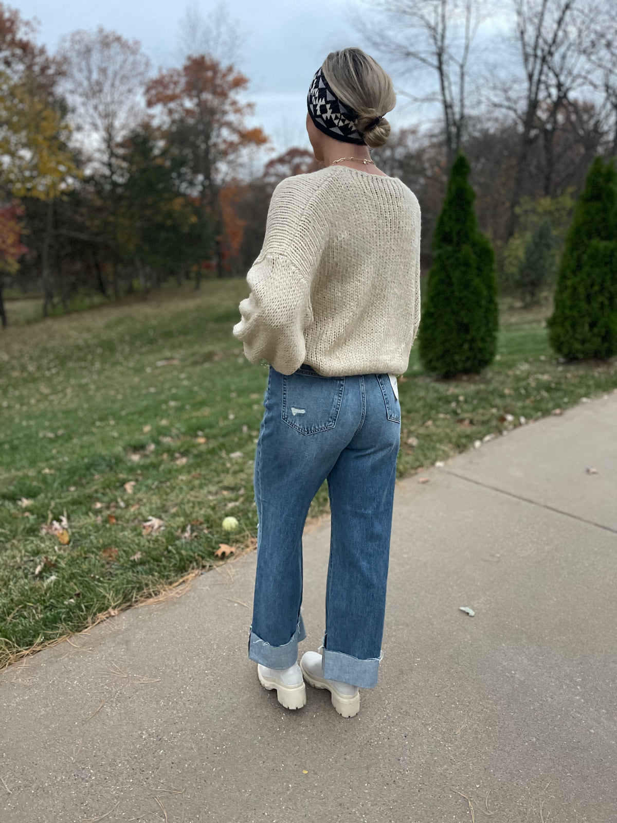 Logan Crossover Waistband Cuffed Dad Jean