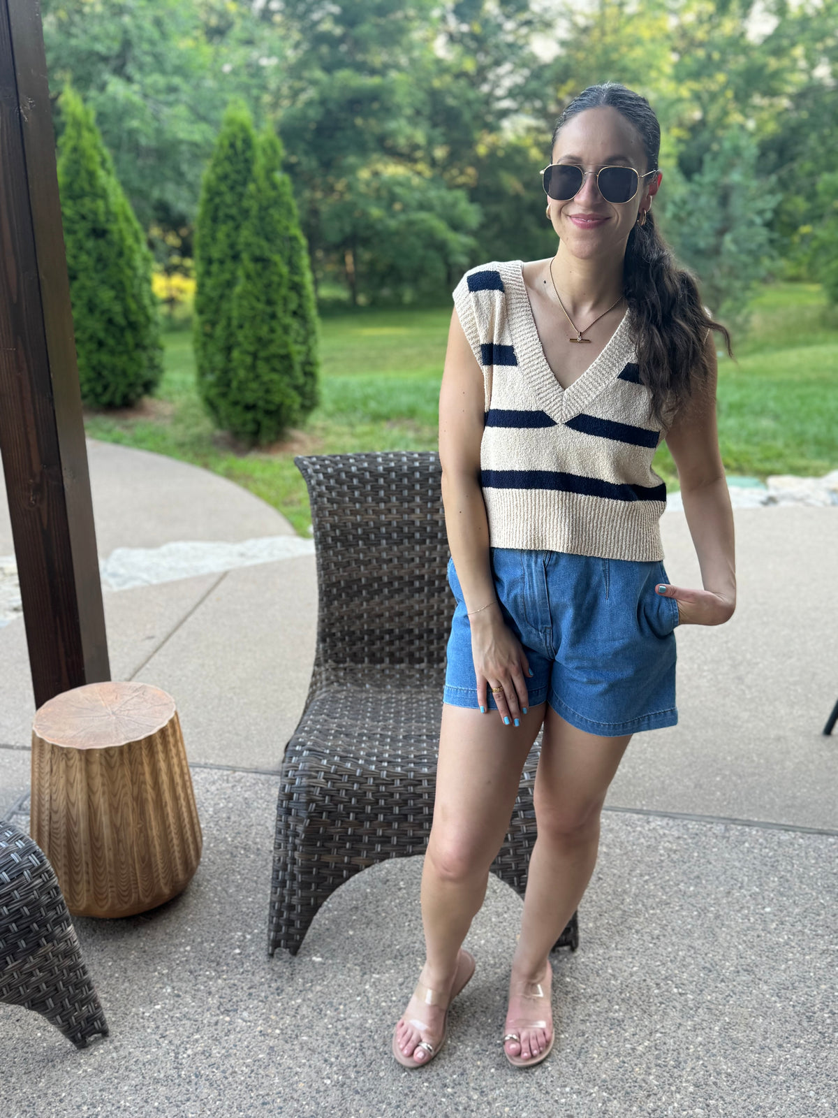 Navy Striped Sweater Vest