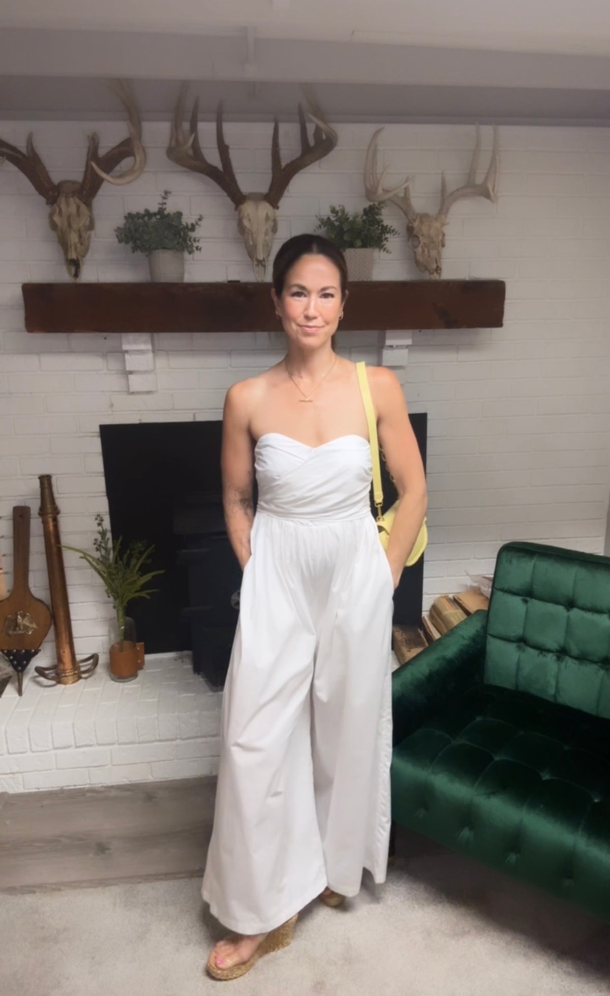 White Wrap Around Tie Wide Leg Jumpsuit