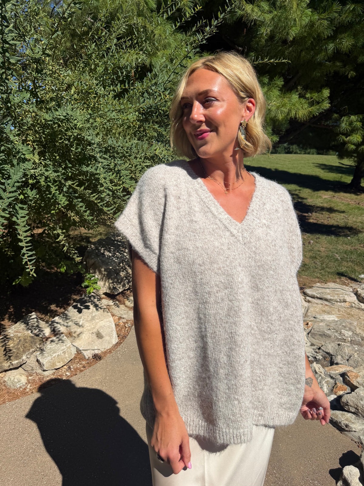 Oatmeal Oversized Sleeveless Sweater
