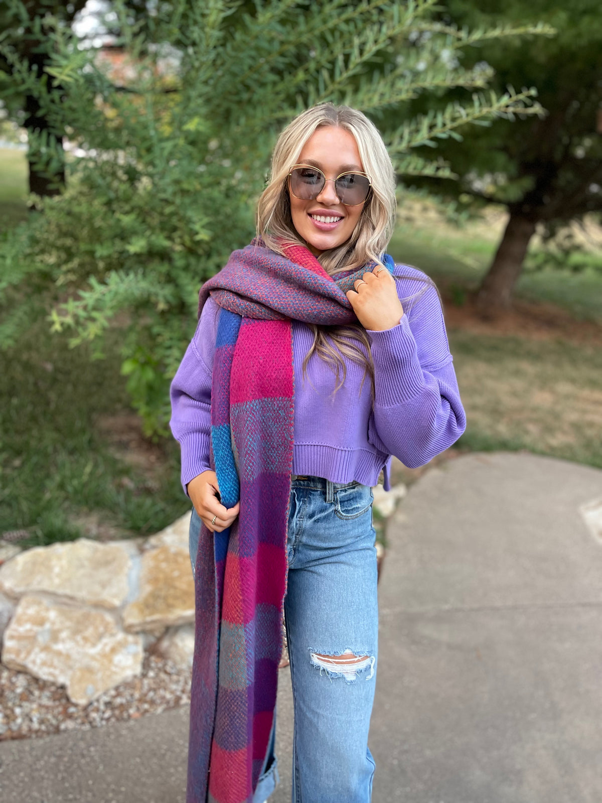 Multi-Colored Oversized Blanket Scarf