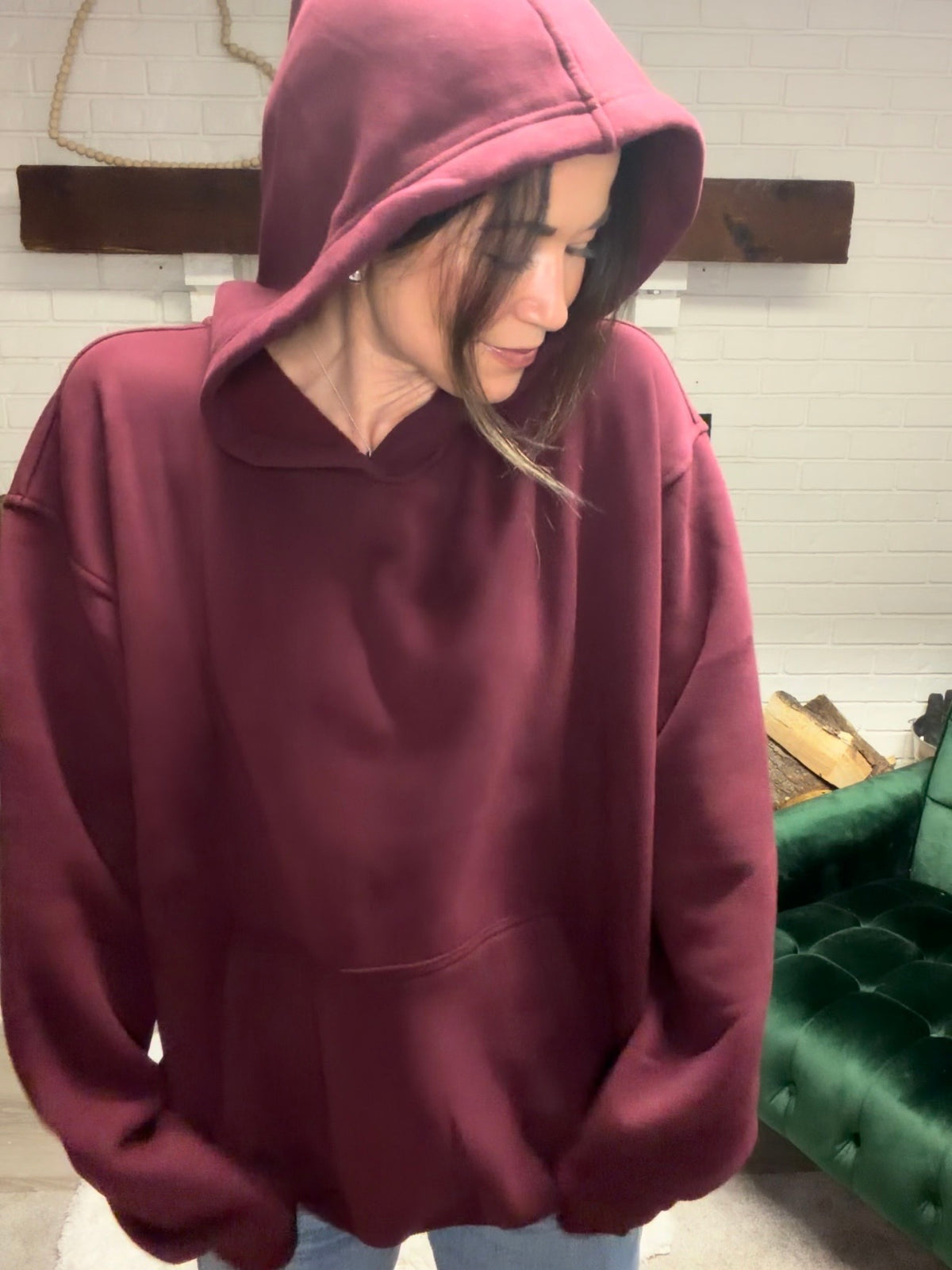 Black Cherry Cloud Fleece Oversized Hoodie