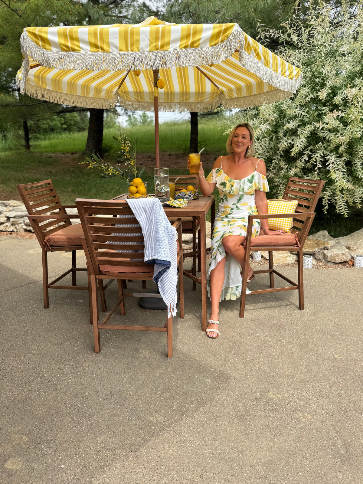 Lemon Side Slit Ruffle Dress