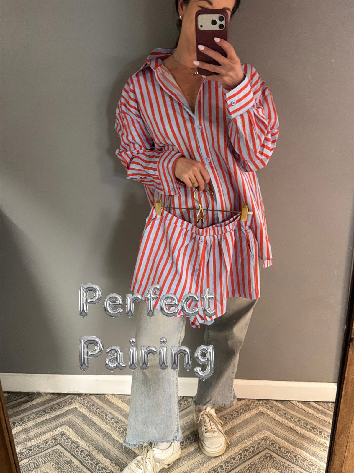 Tomato & Light Blue Striped Boxer Shorts
