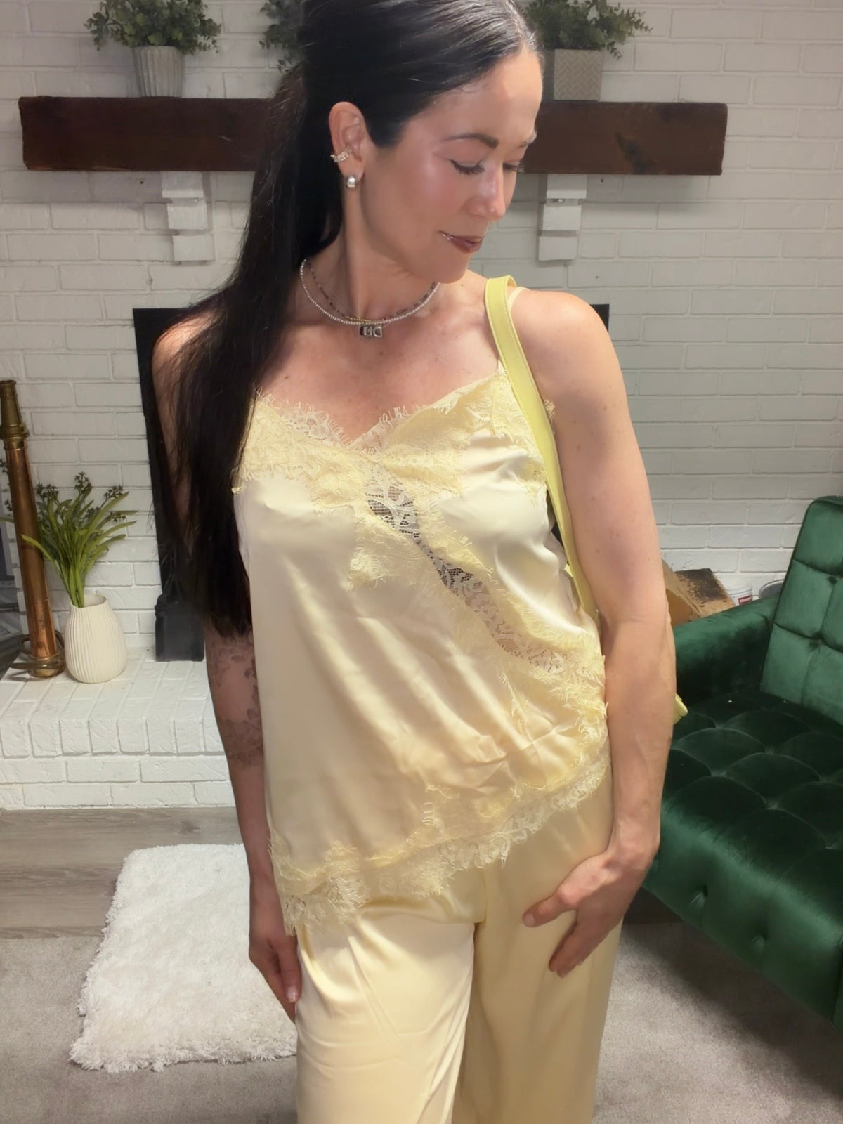 Creamy Butter Satin Lined Wide Leg Pants