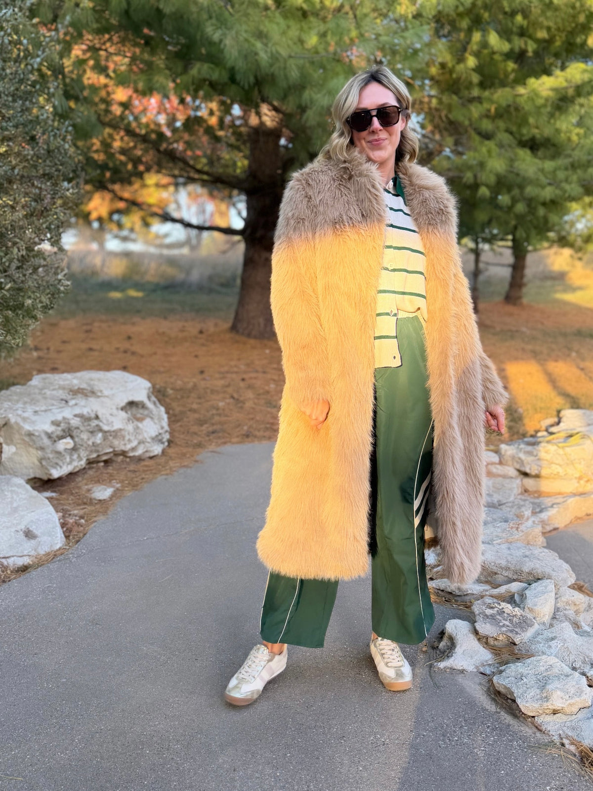 Camel Faux Fur Maxi Coat