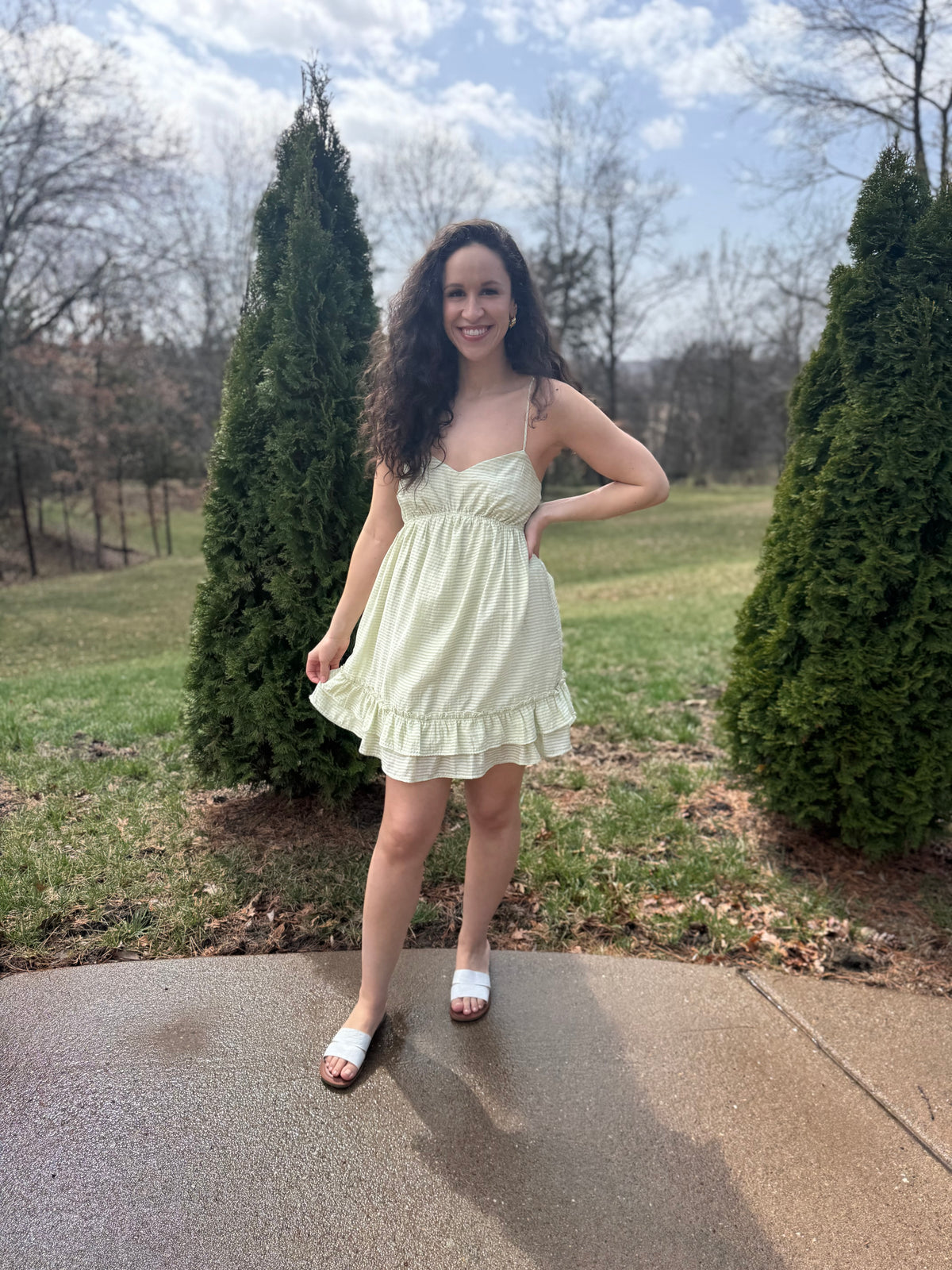 Sage Ruffle Hem Strappy Dress The Find Boutique LLC Sage Ruffle Hem Strappy Dress The Find Boutique LLC
