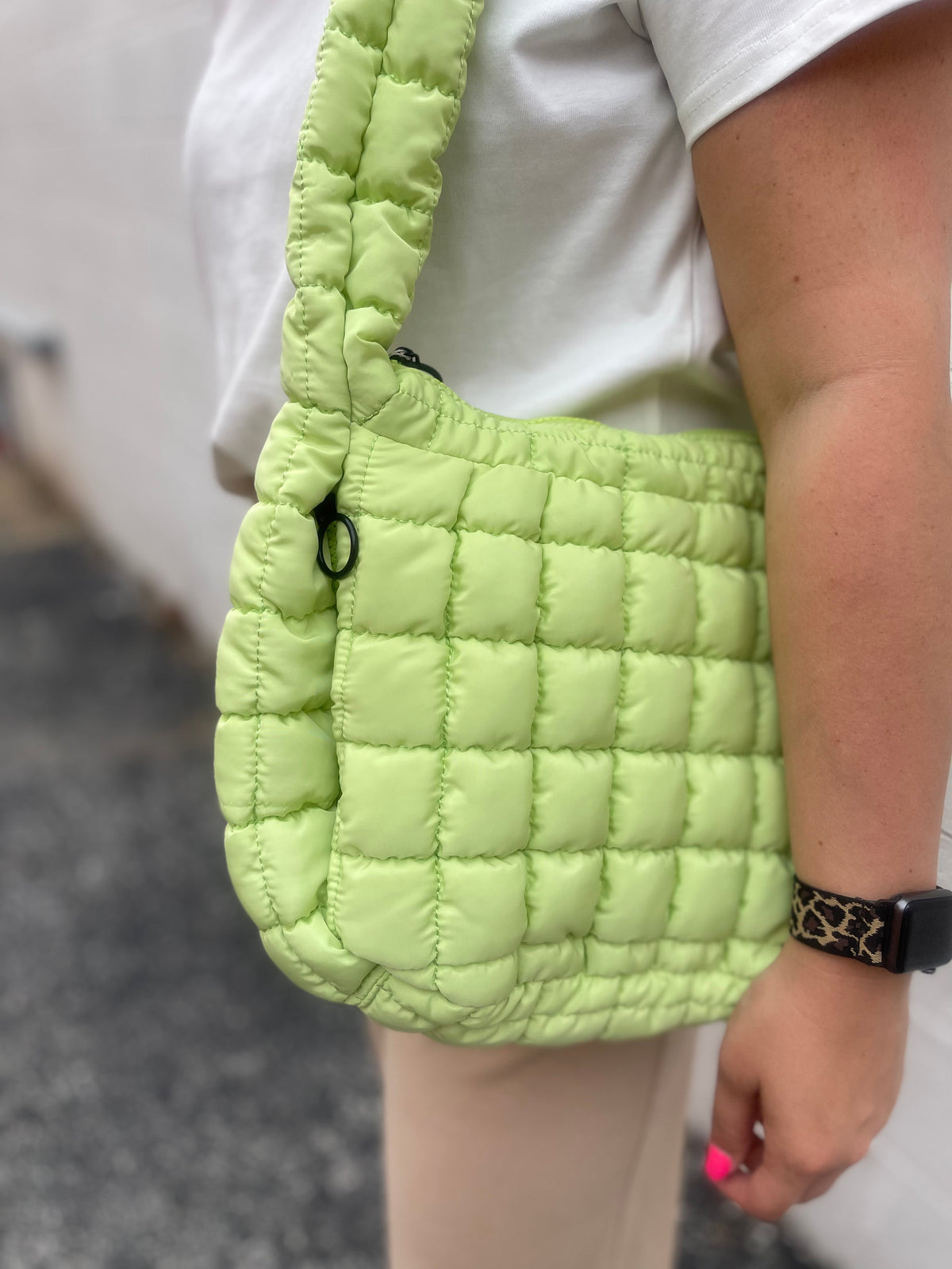Lime Quilted Slouchy Bag