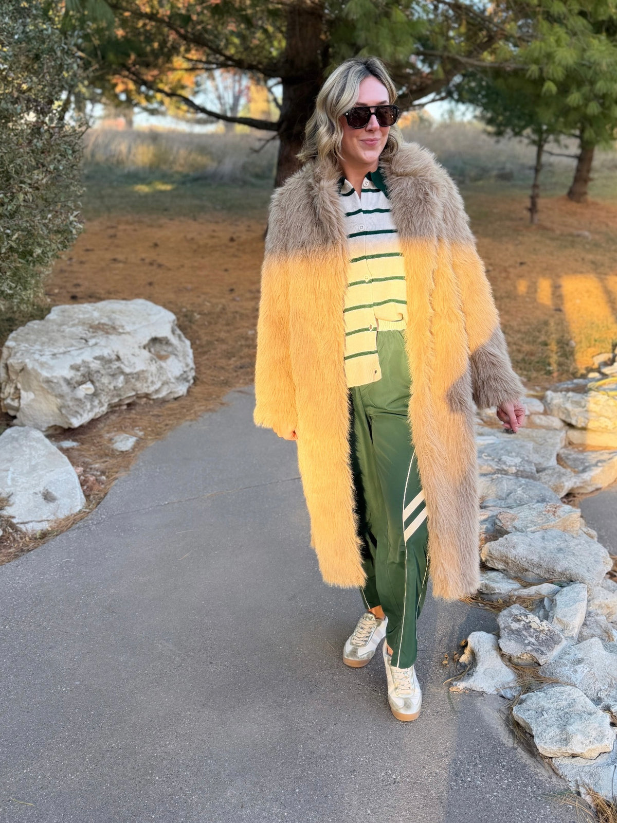 Camel Faux Fur Maxi Coat