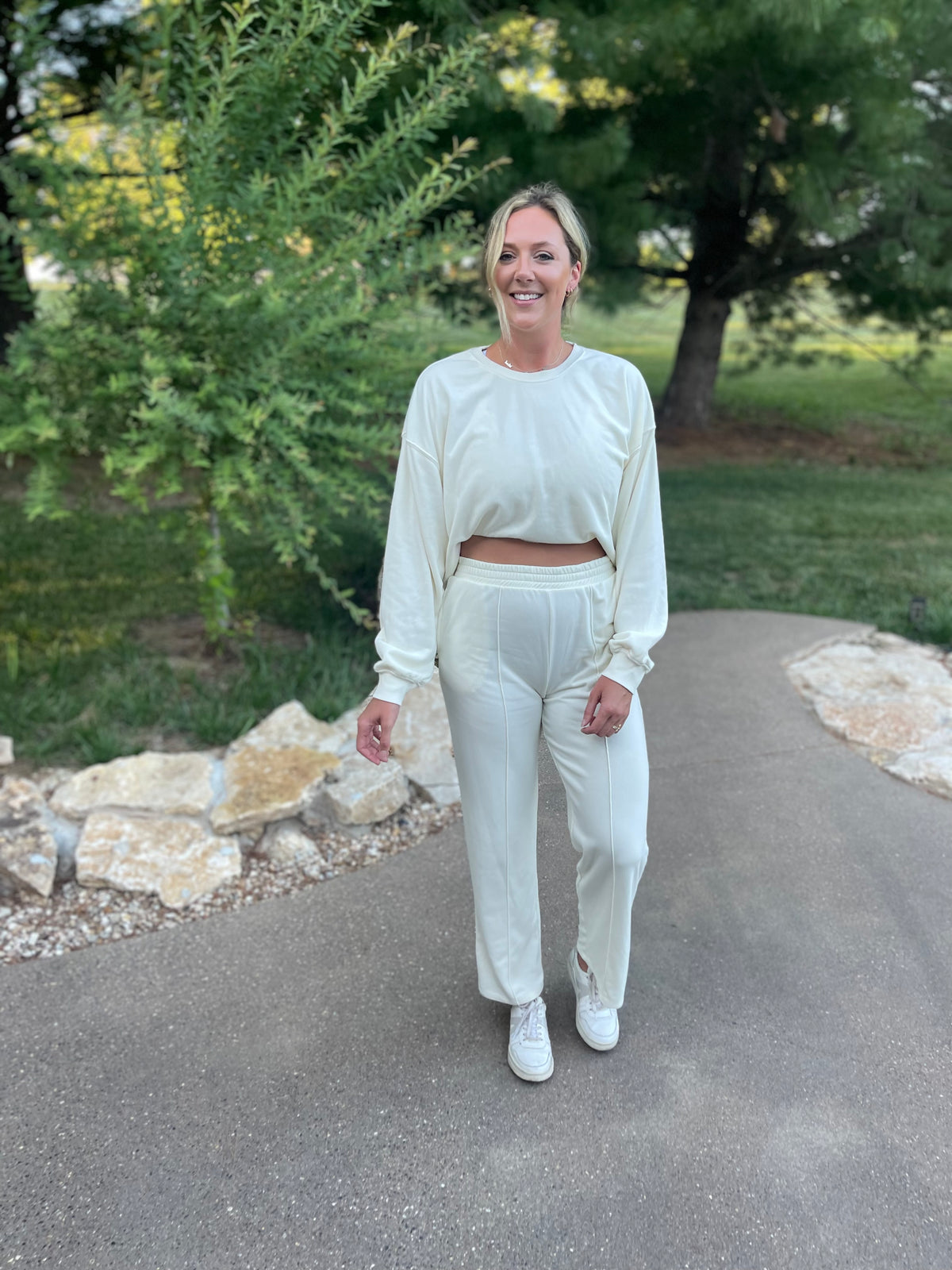 Cream Cropped Sweatshirt
