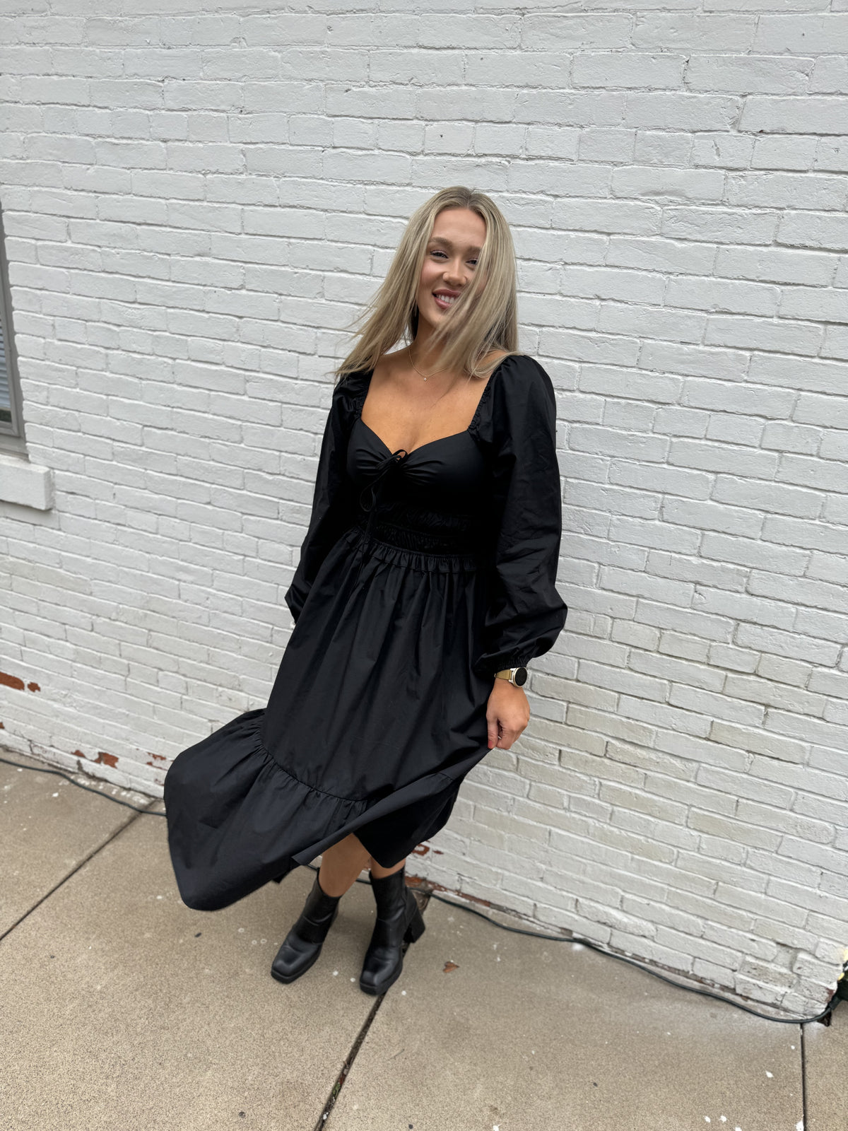 Black Long Sleeve Ruched Waist Dress The Find Boutique LLC Black Long Sleeve Ruched Waist Dress The Find Boutique LLC