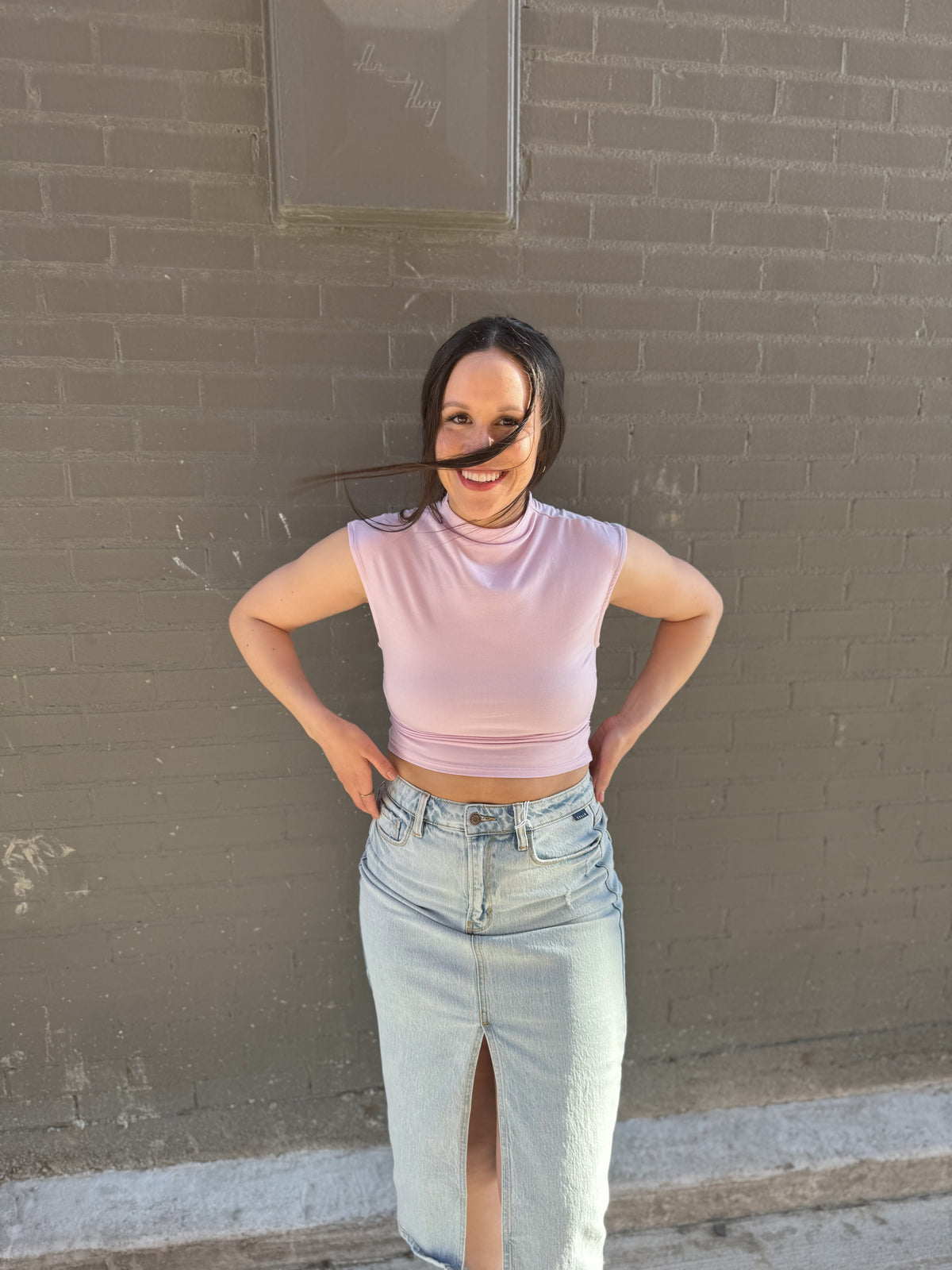 High Neck Sleeveless Lavender Top