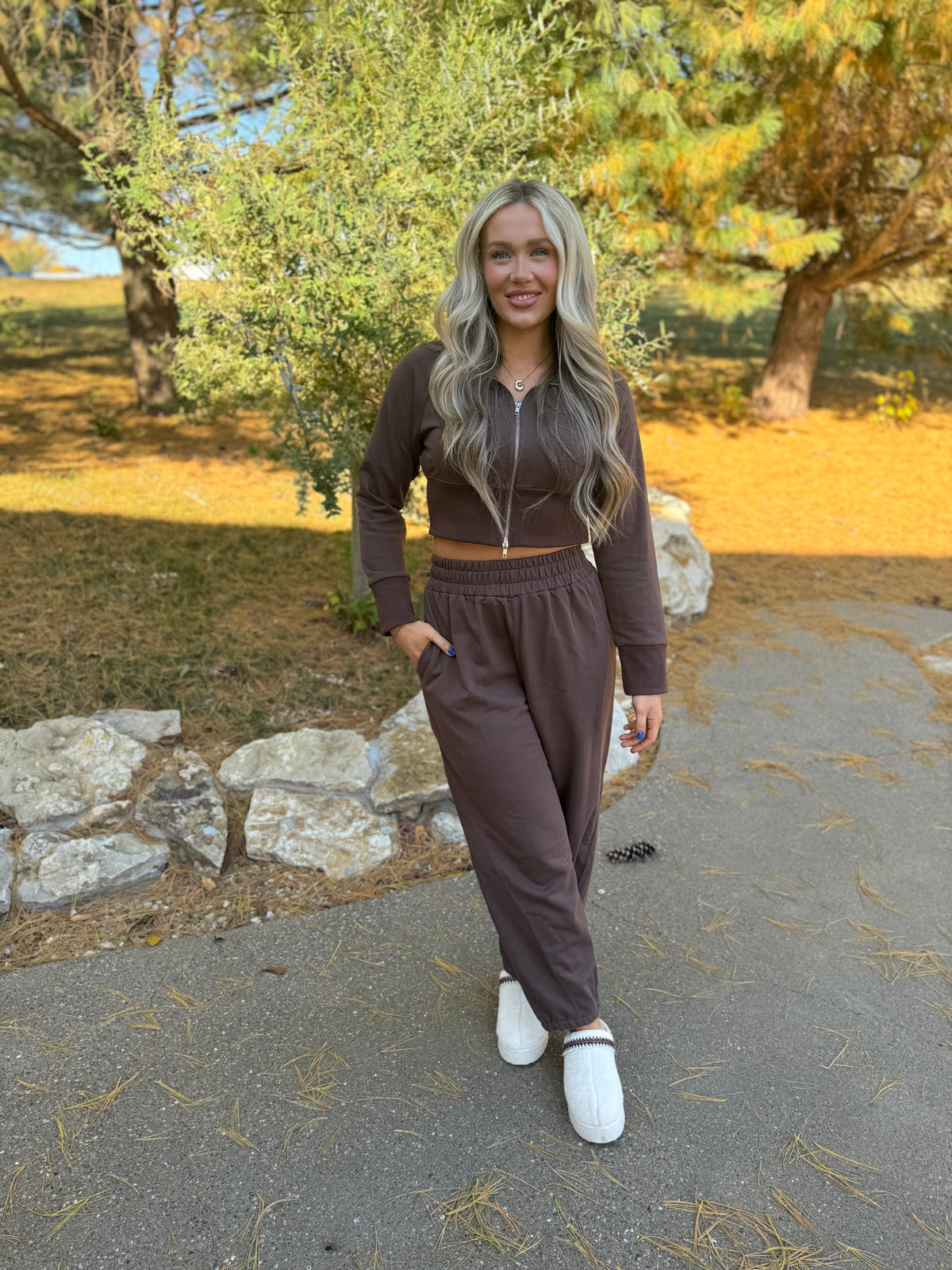 Chocolate Crop Jacket & Jogger Set