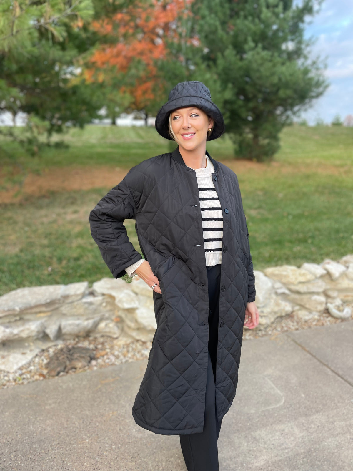 Black Maxi Quilted Coat