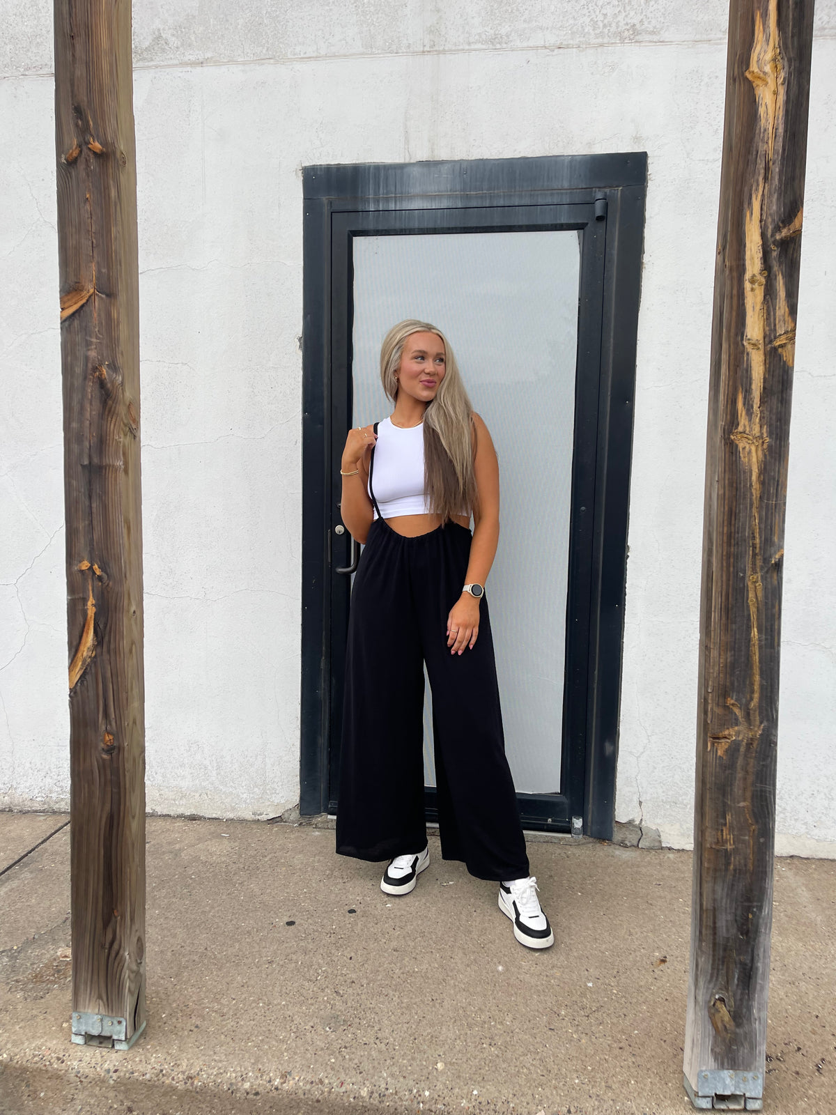 Black Wide Leg Suspender Jumper