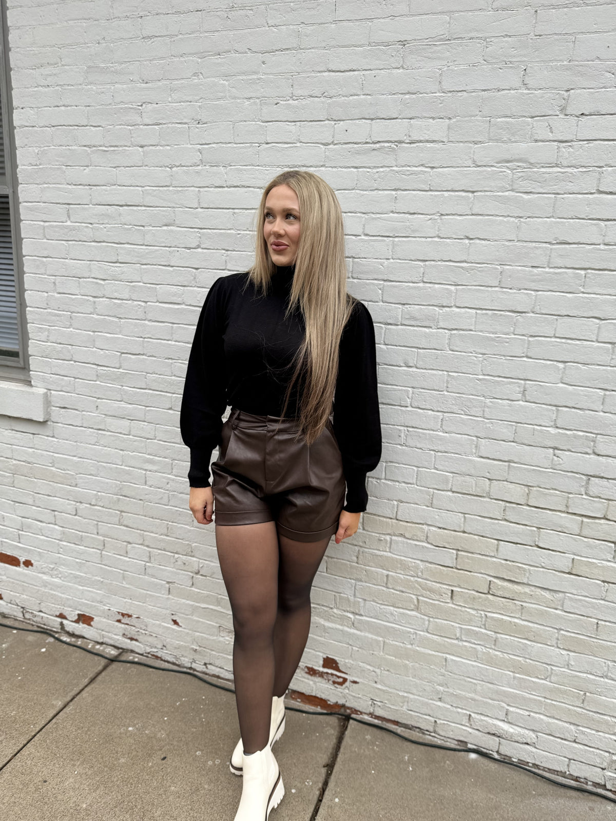 Chocolate Faux Leather Shorts