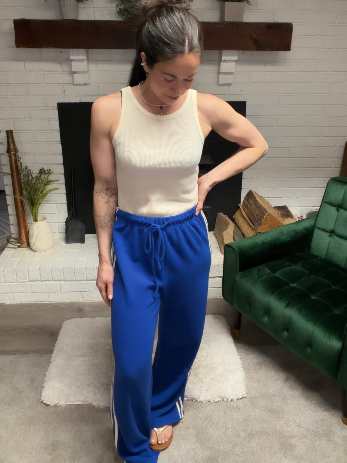 Cream Ribbed Tank Top
