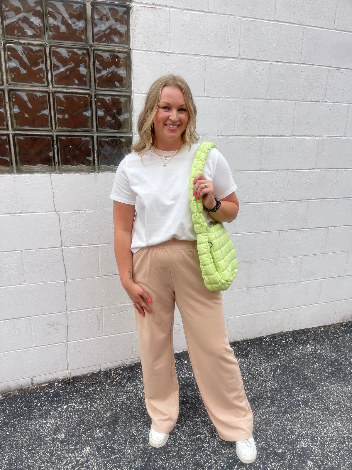 Lime Quilted Slouchy Bag