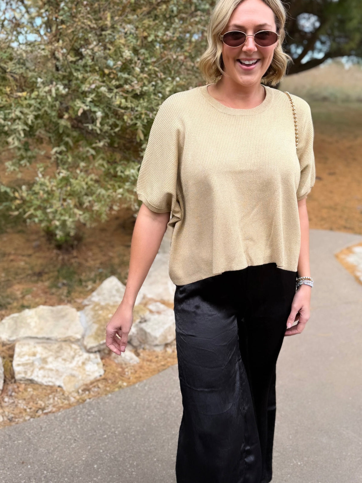 Black Satin Wide Leg Pants