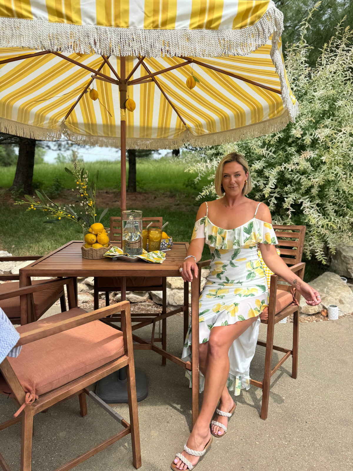 Lemon Side Slit Ruffle Dress