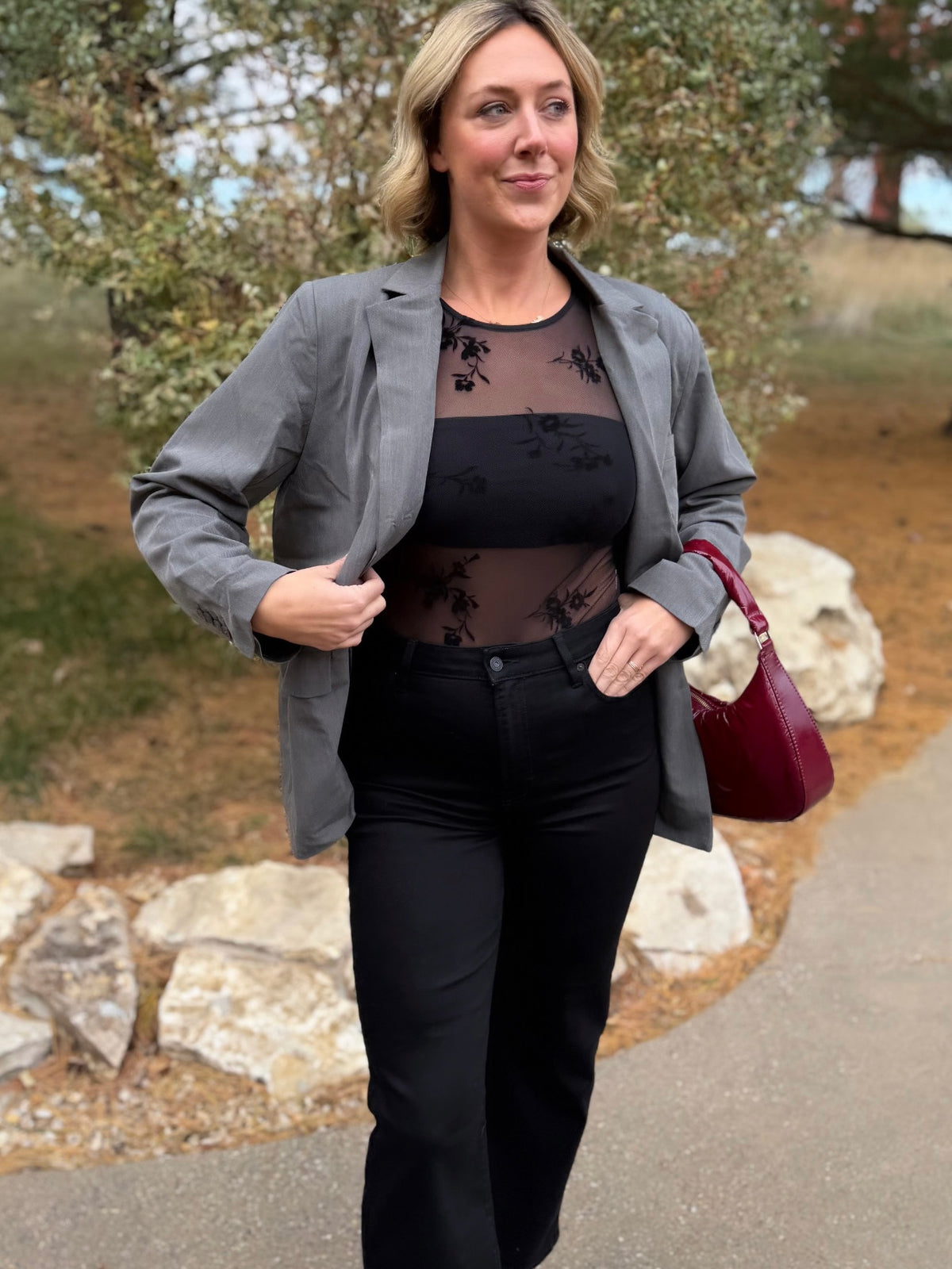 Charcoal Grey Oversized Blazer