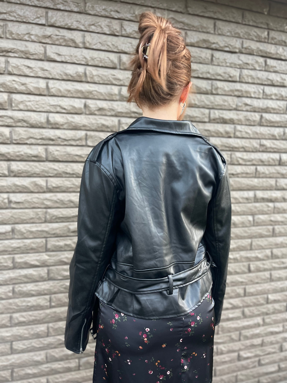 Black Vegan Leather Biker Jacket