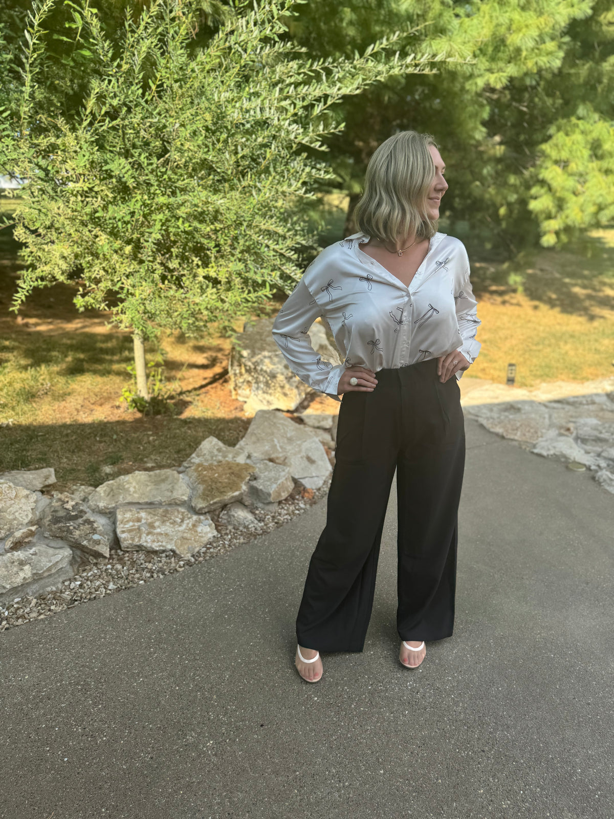 Black High Waisted Wide Leg Trousers