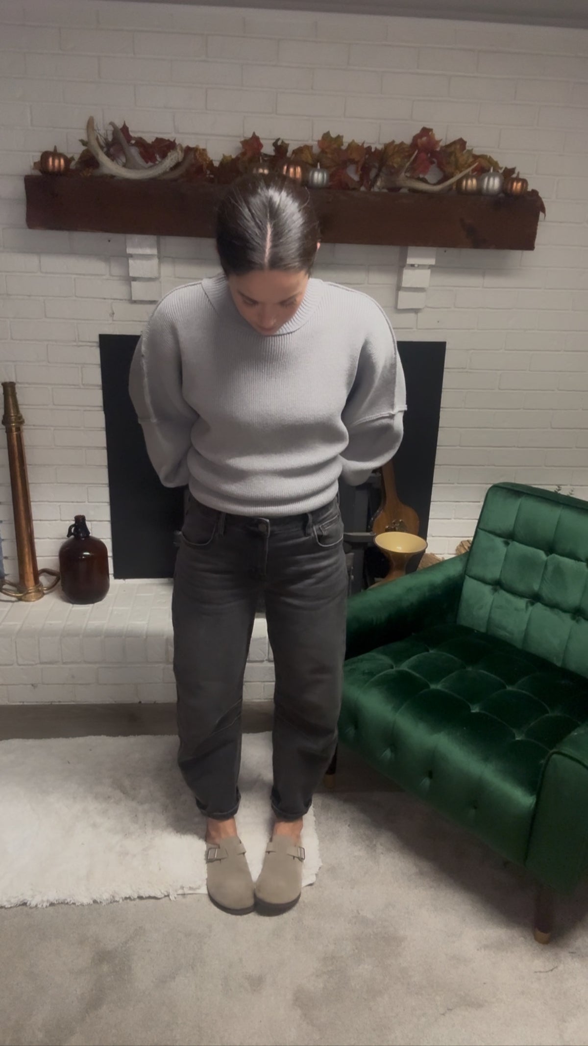 Sammie Medium Grey Stretch Cropped Barrel Jean