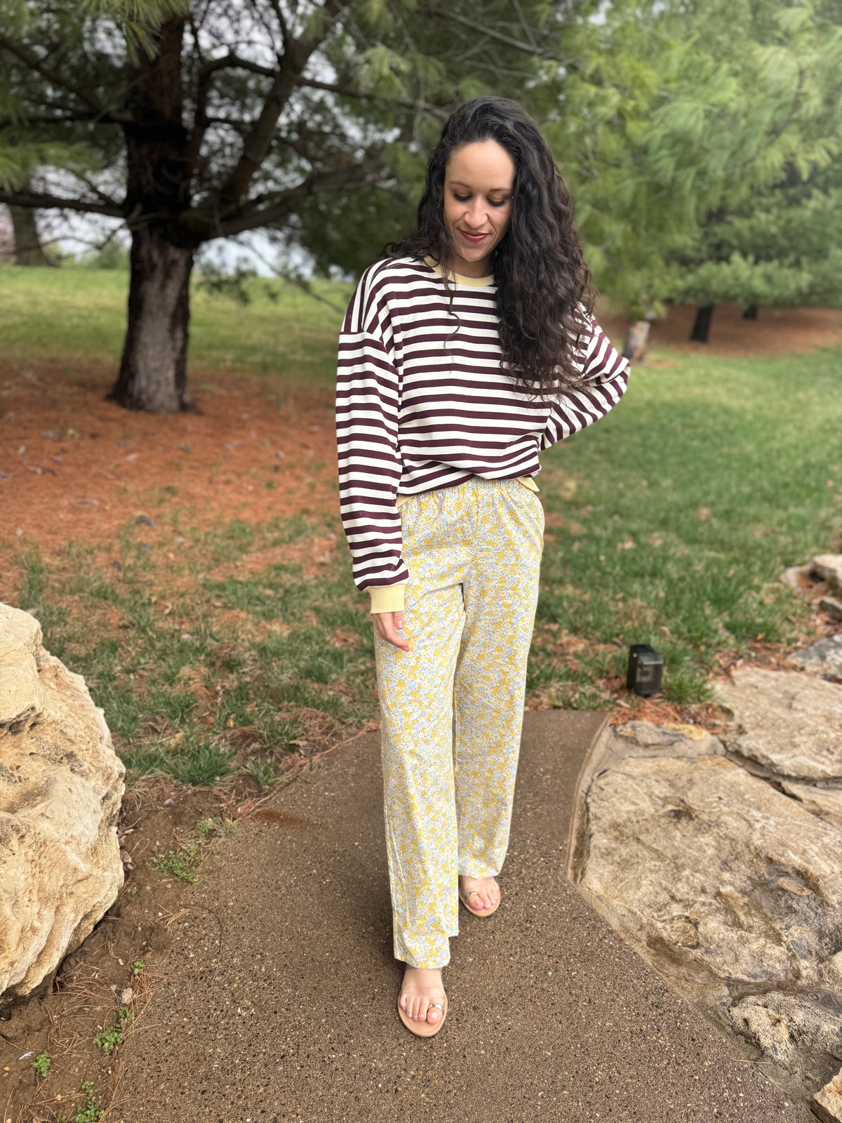 Yellow Floral Printed Lounge Pants