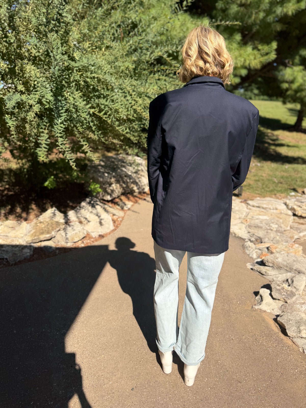 Navy Oversized Double Breasted Blazer