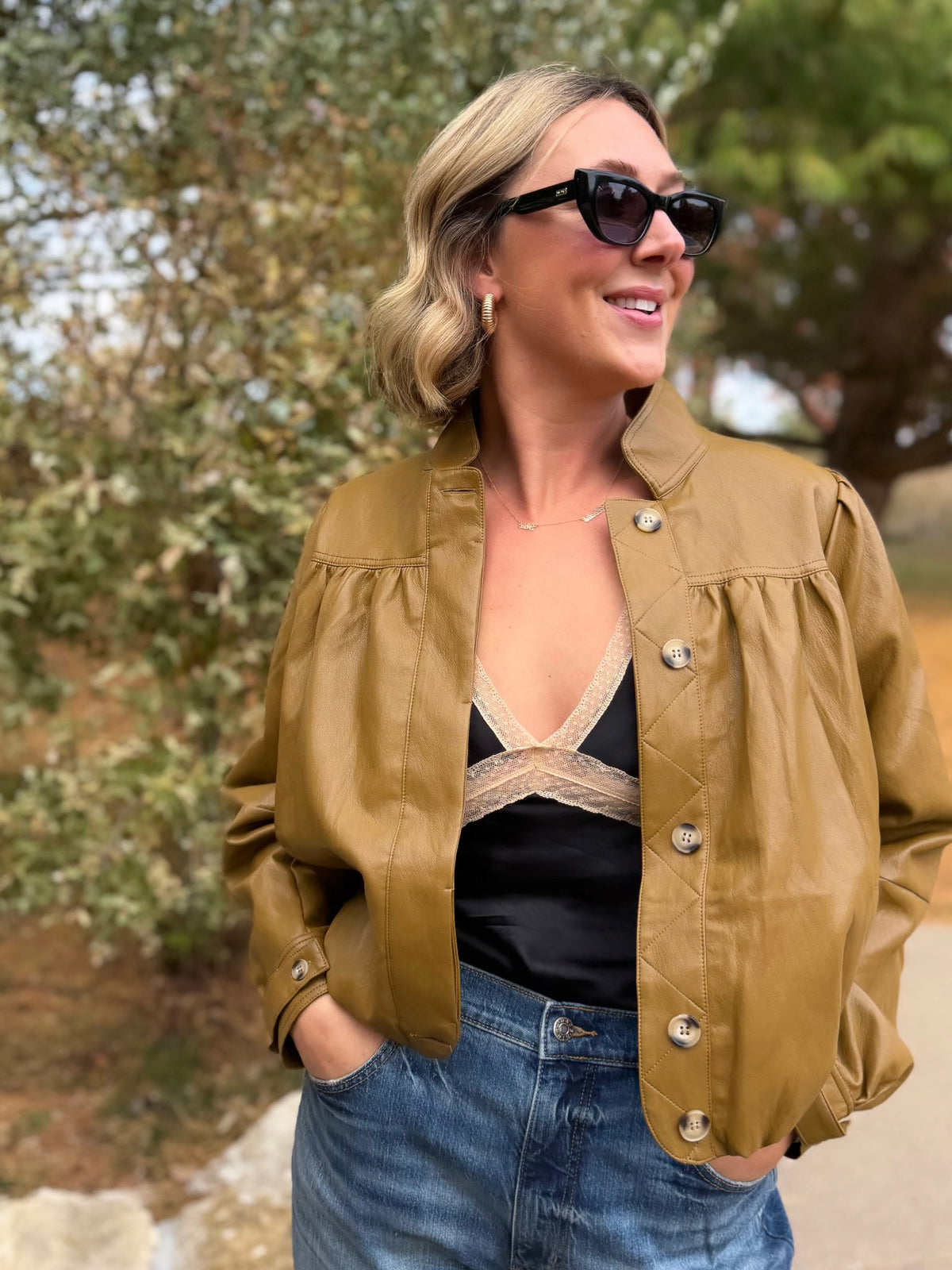 Olive Brown Super Soft Bubble Hem Jacket