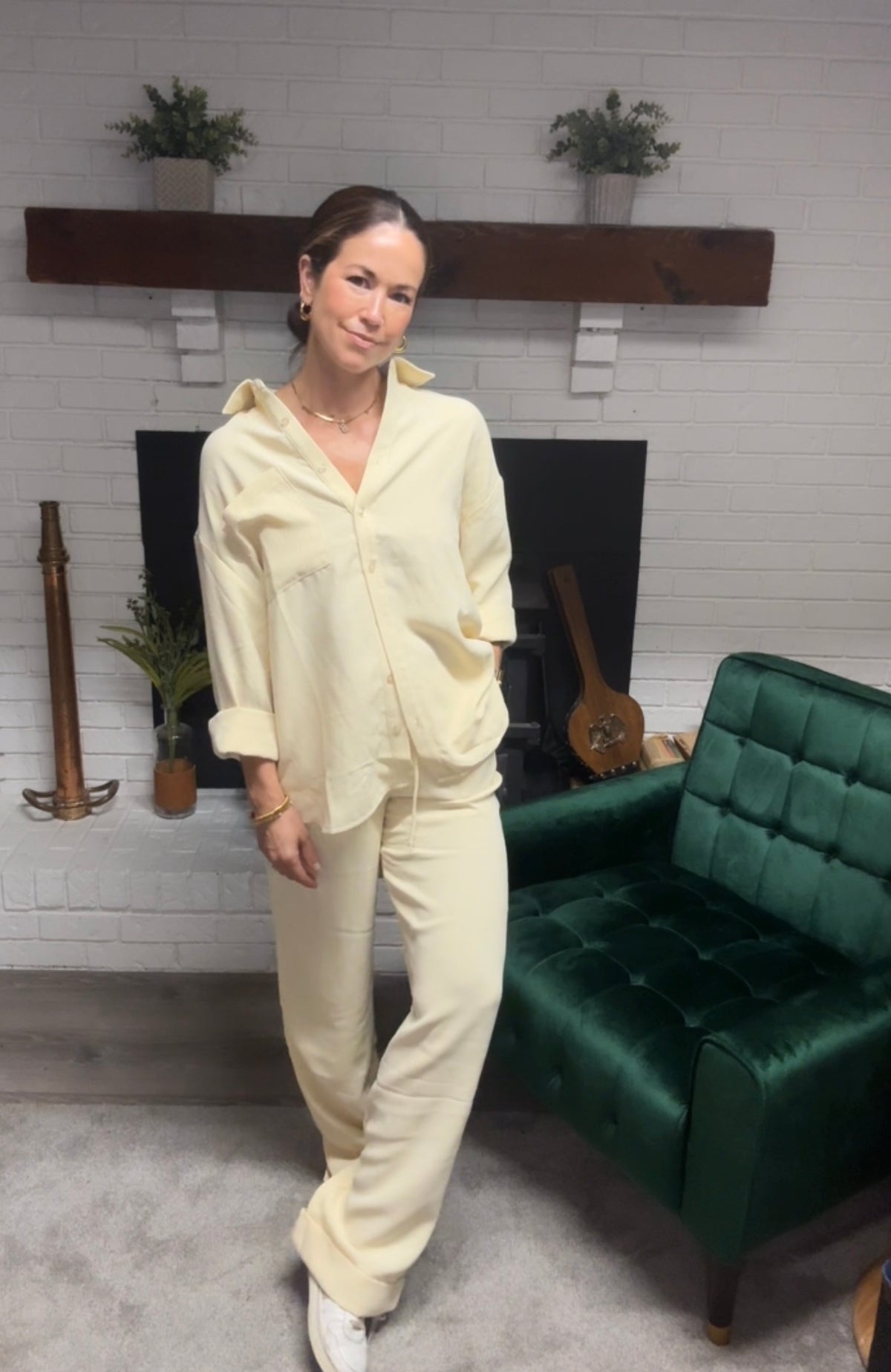 Butter Yellow Rolled Hem Pants