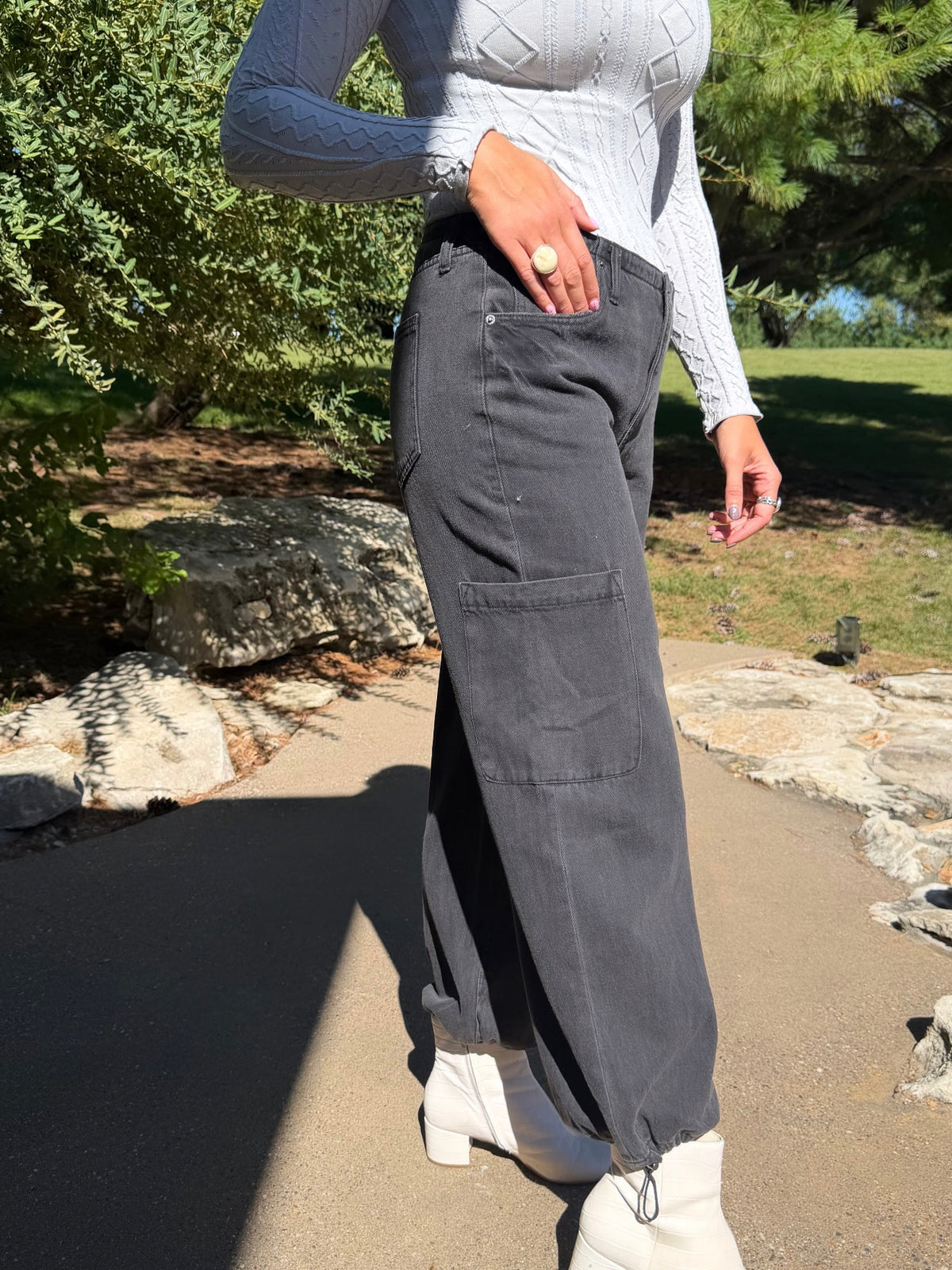 Mirage Mid-Rise Cargo Harem Pant - Eclipse