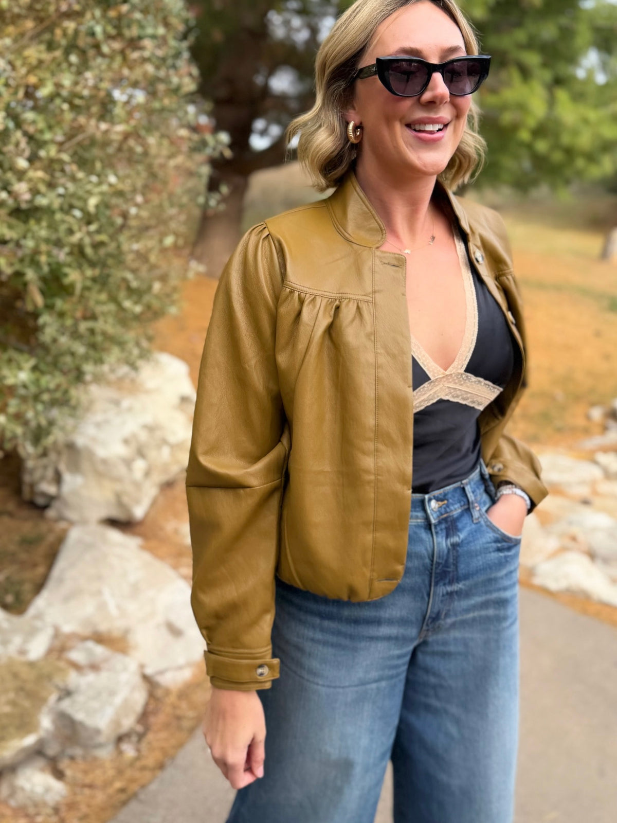 Olive Brown Super Soft Bubble Hem Jacket