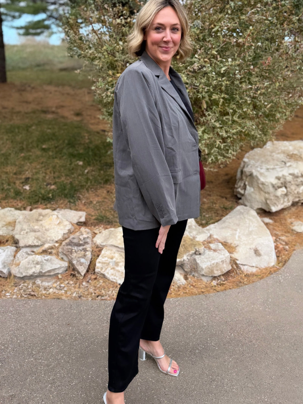 Charcoal Grey Oversized Blazer