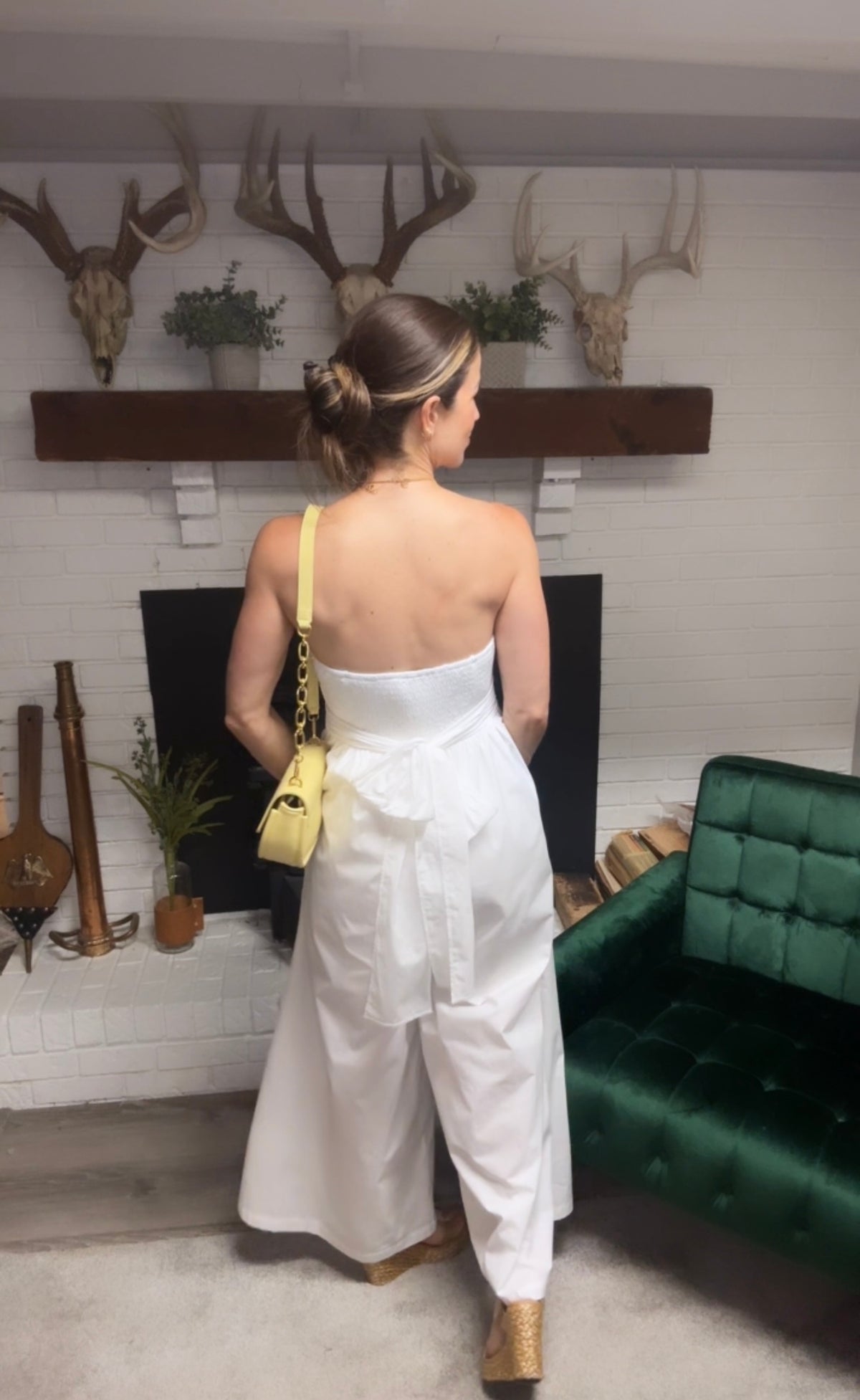 White Wrap Around Tie Wide Leg Jumpsuit
