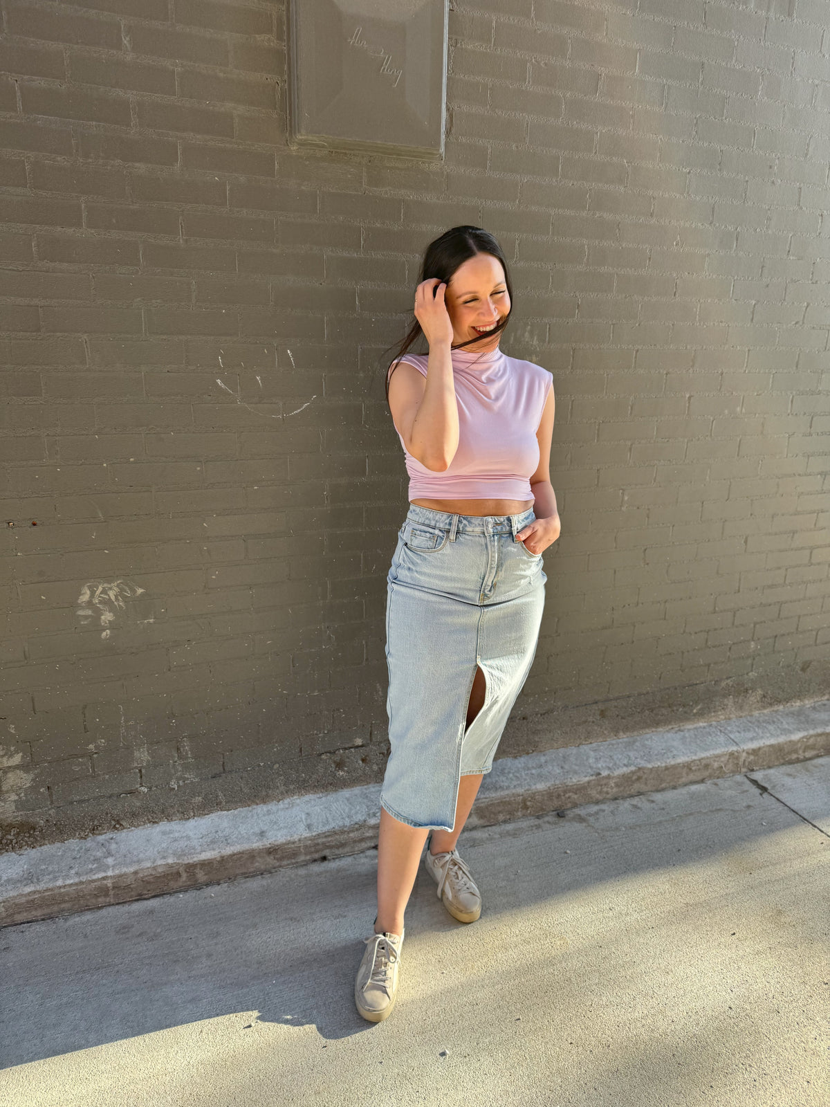 High Neck Sleeveless Lavender Top