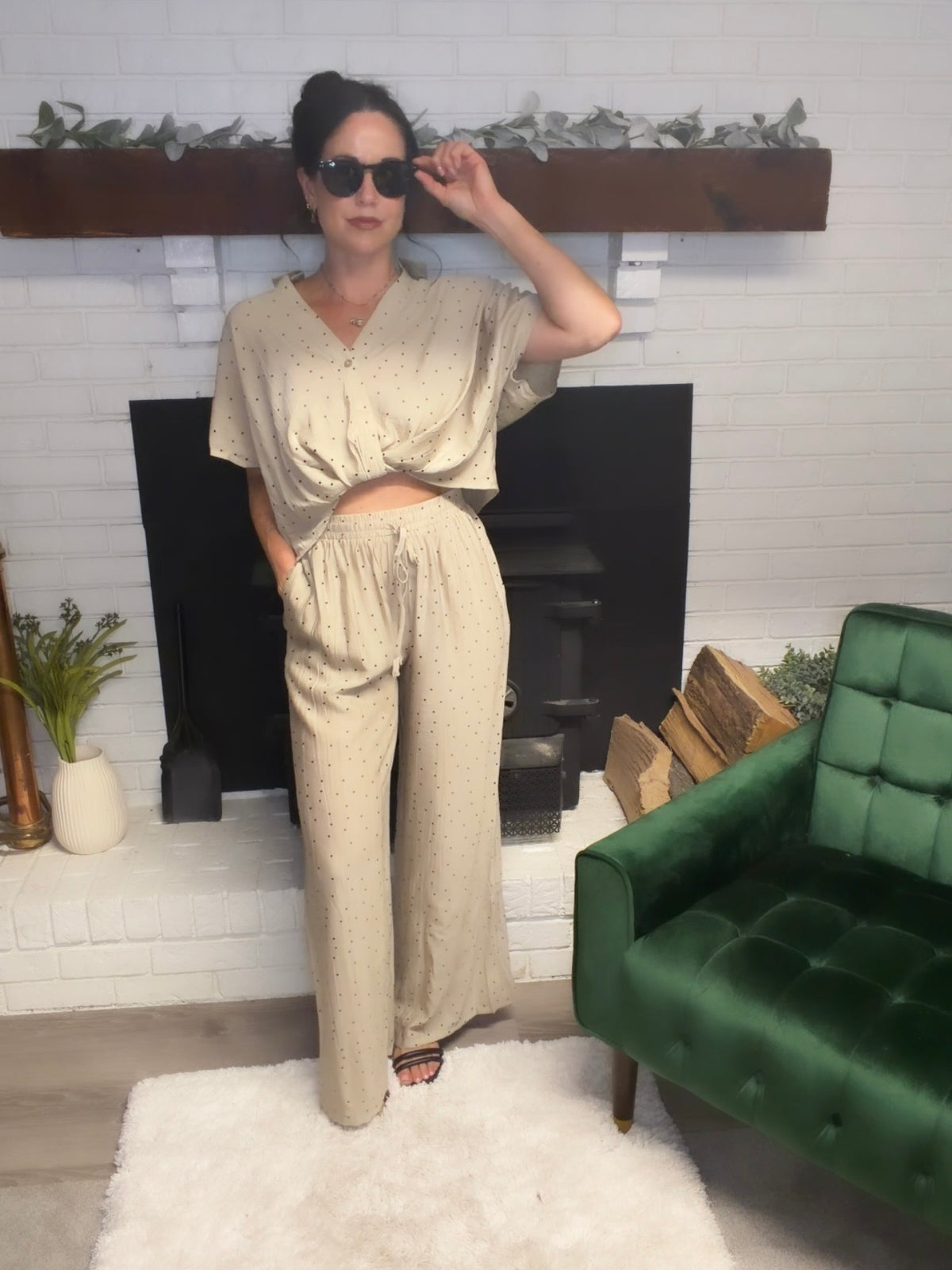 Biscotti Black Dot Wide Leg Pants