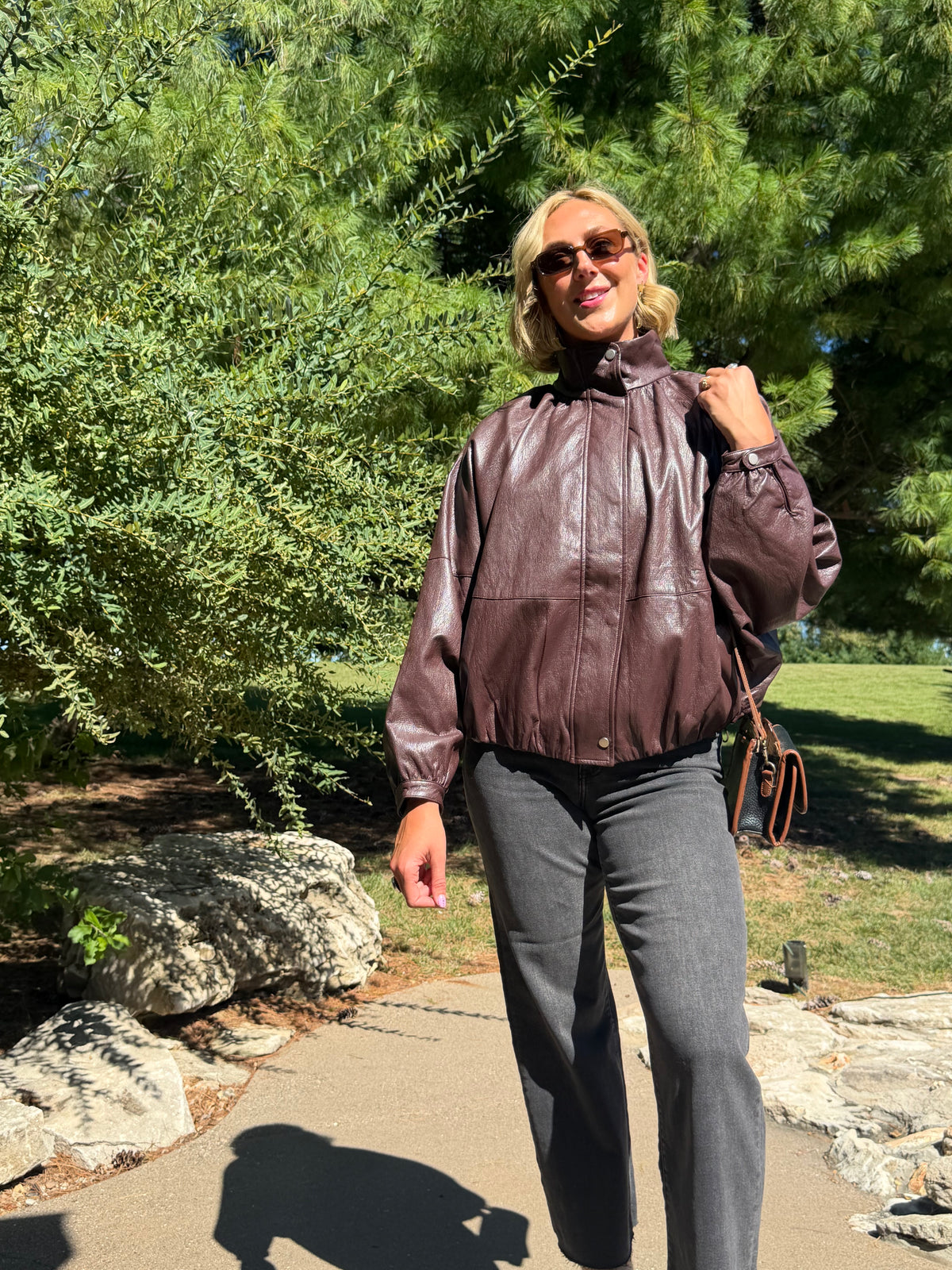 Burgundy Batwing Sleeve Funnel Neck Jacket