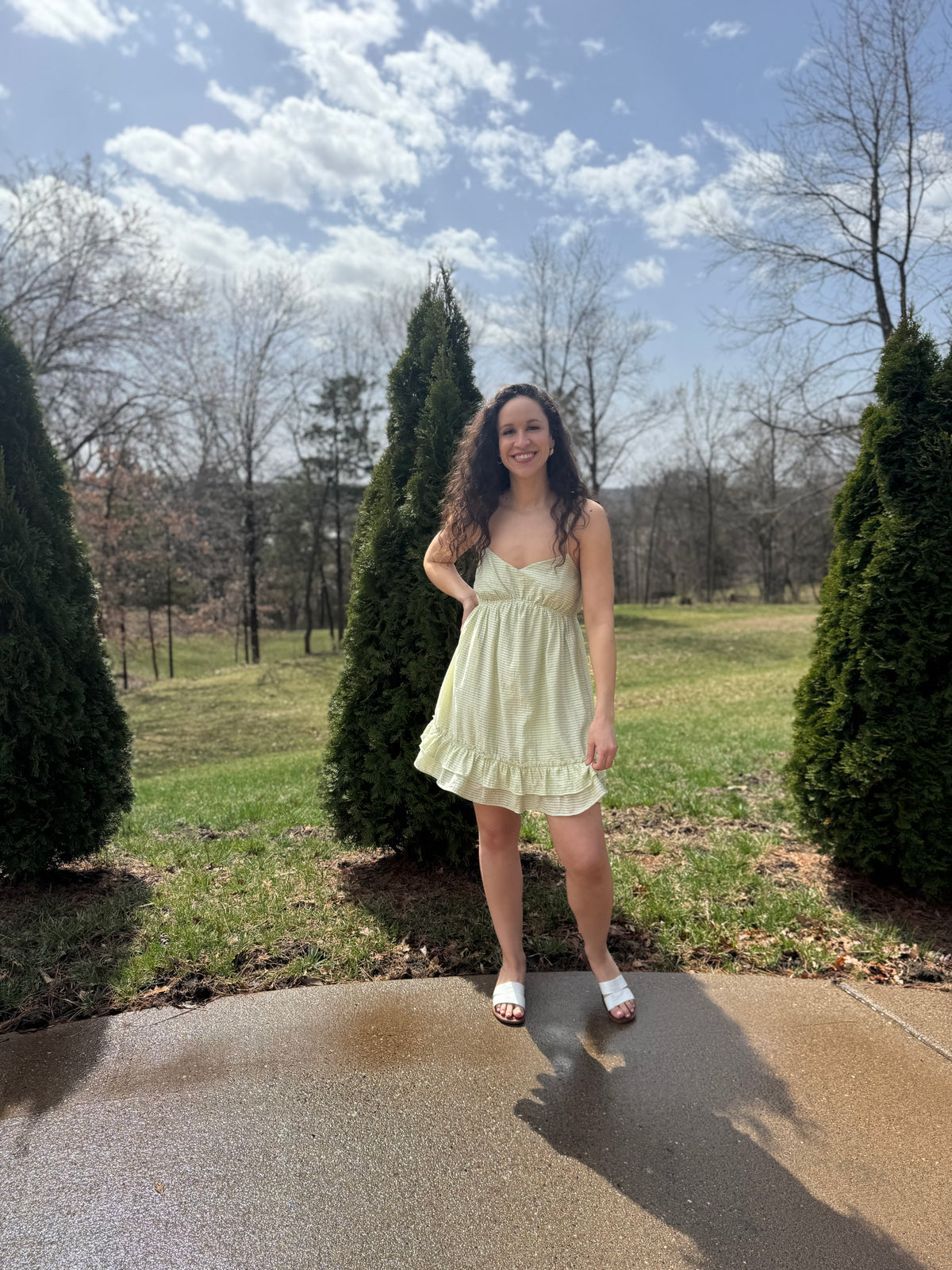 Sage Ruffle Hem Strappy Dress