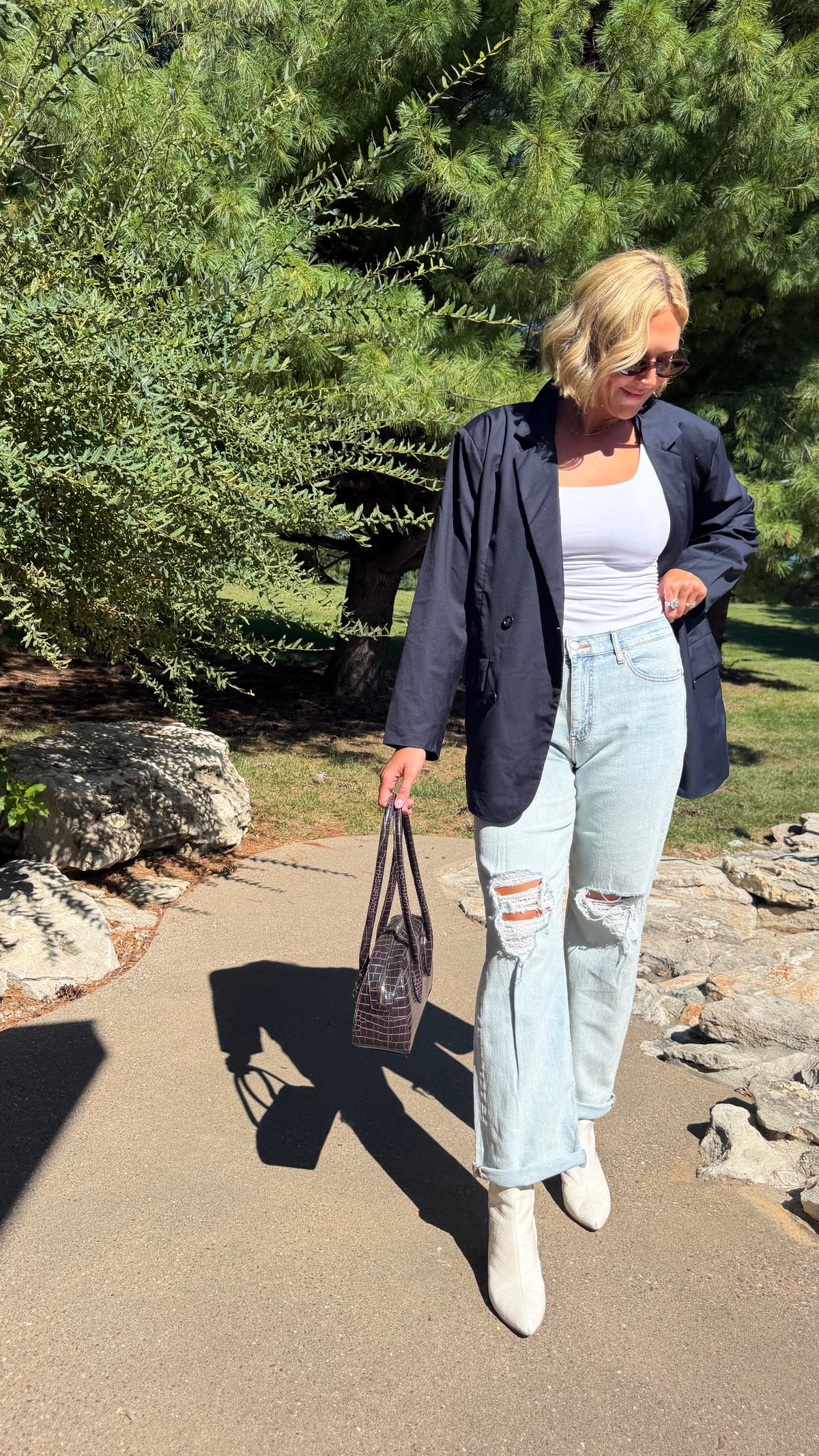 Navy Oversized Double Breasted Blazer