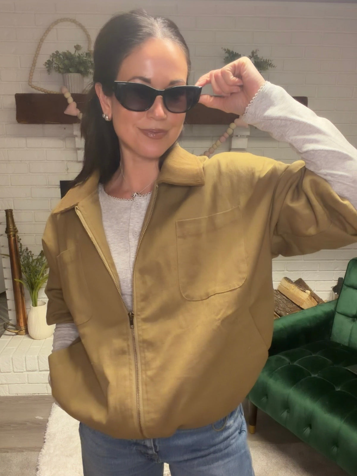 Khaki Barn with Corduroy Collar | Women's Outerwear